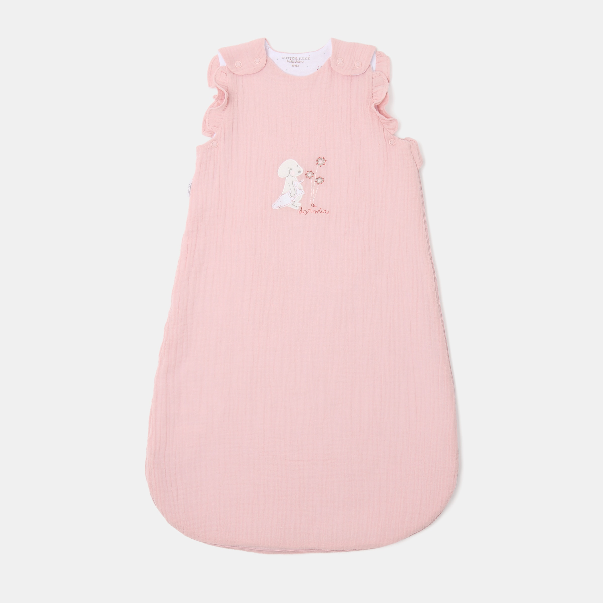 Imagem 0 de Saco de dormir Cotton Juice Baby Home coleção Sésamo com bordado de cãezinhos em musselina, TOG 1.0 (disponível em vários tamanhos)