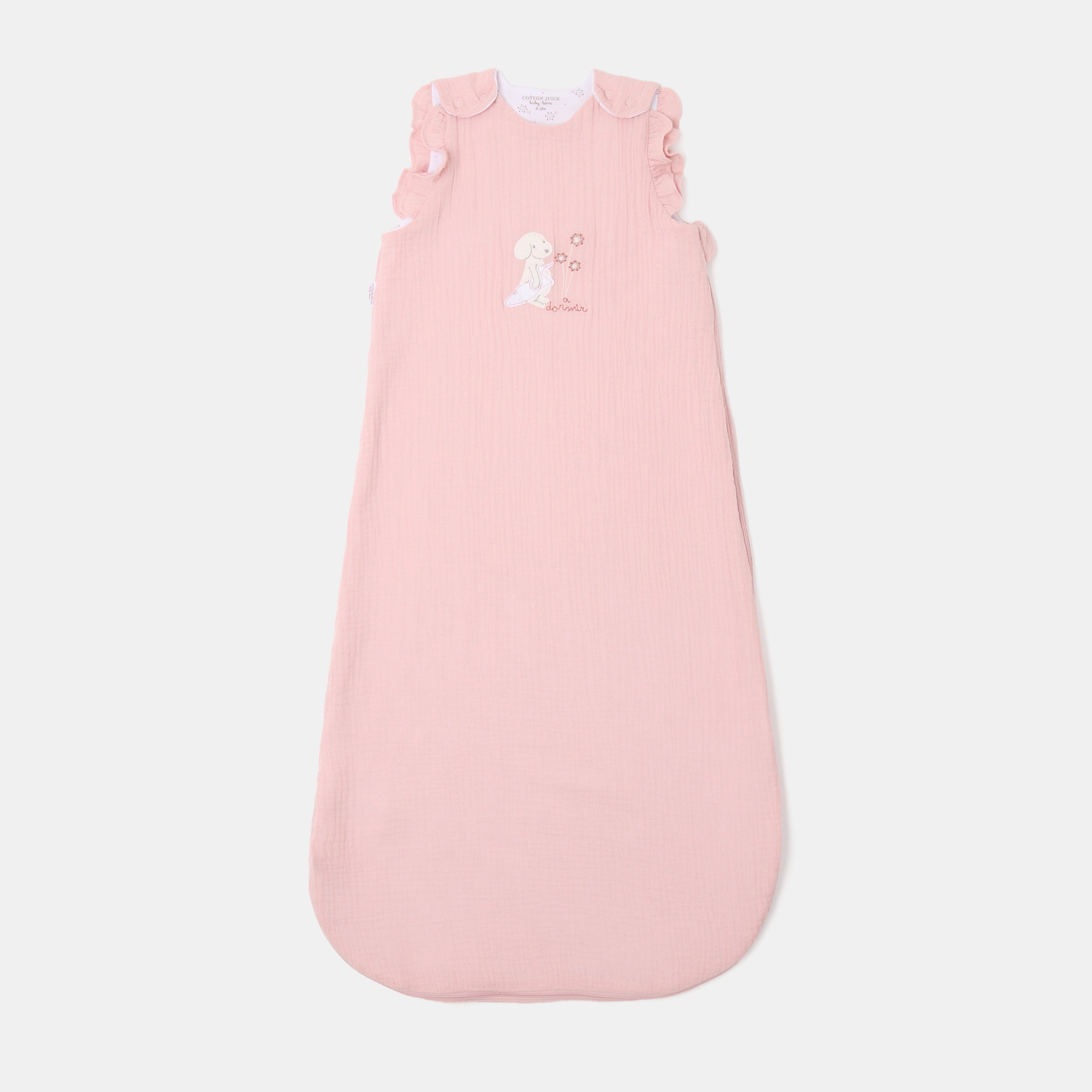 Imagem 0 de Saco de dormir Cotton Juice Baby Home coleção Sésamo com bordado de cãezinhos em musselina, TOG 1.0 (disponível em vários tamanhos)