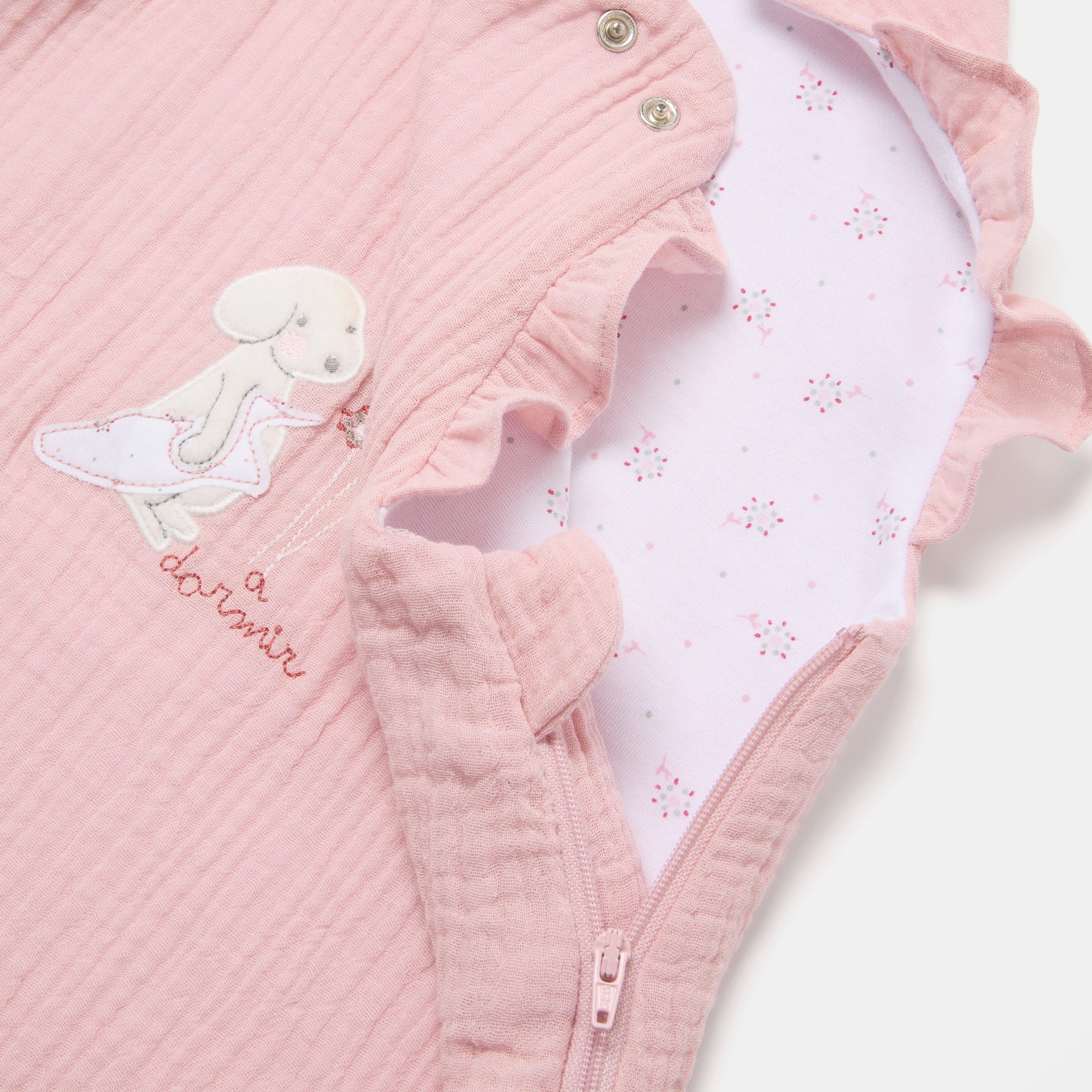 Saco de dormir Cotton Juice Baby Home coleção Sésamo com bordado de cãezinhos em musselina, TOG 1.0 (disponível em vários tamanhos) Rosa antigo-3