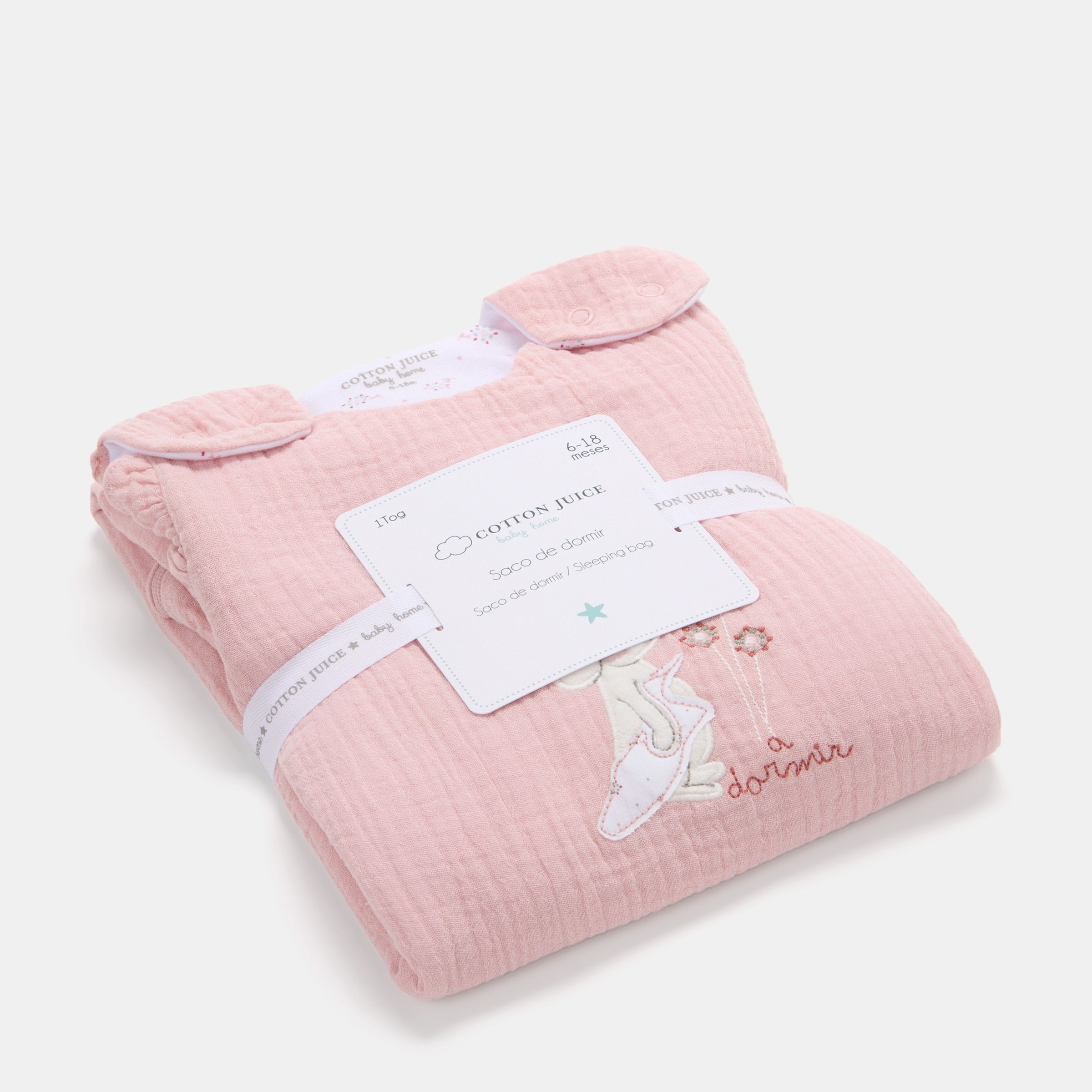 Saco de dormir Cotton Juice Baby Home coleção Sésamo com bordado de cãezinhos em musselina, TOG 1.0 (disponível em vários tamanhos) Rosa antigo-5
