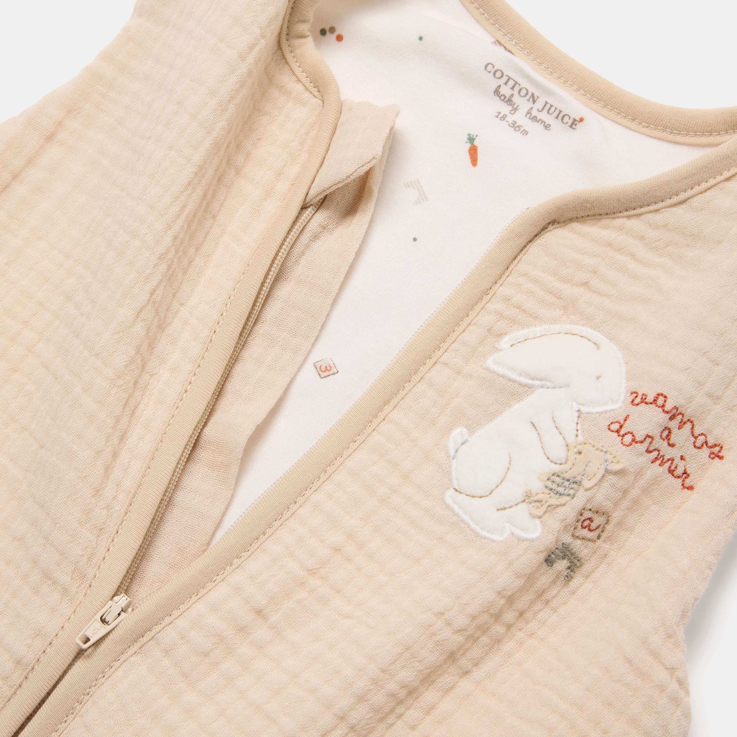 Manta Pijama fresh Cotton Juice Baby Home colección Sésamo, conejitos Tog 1.0 - Natural Natural-3
