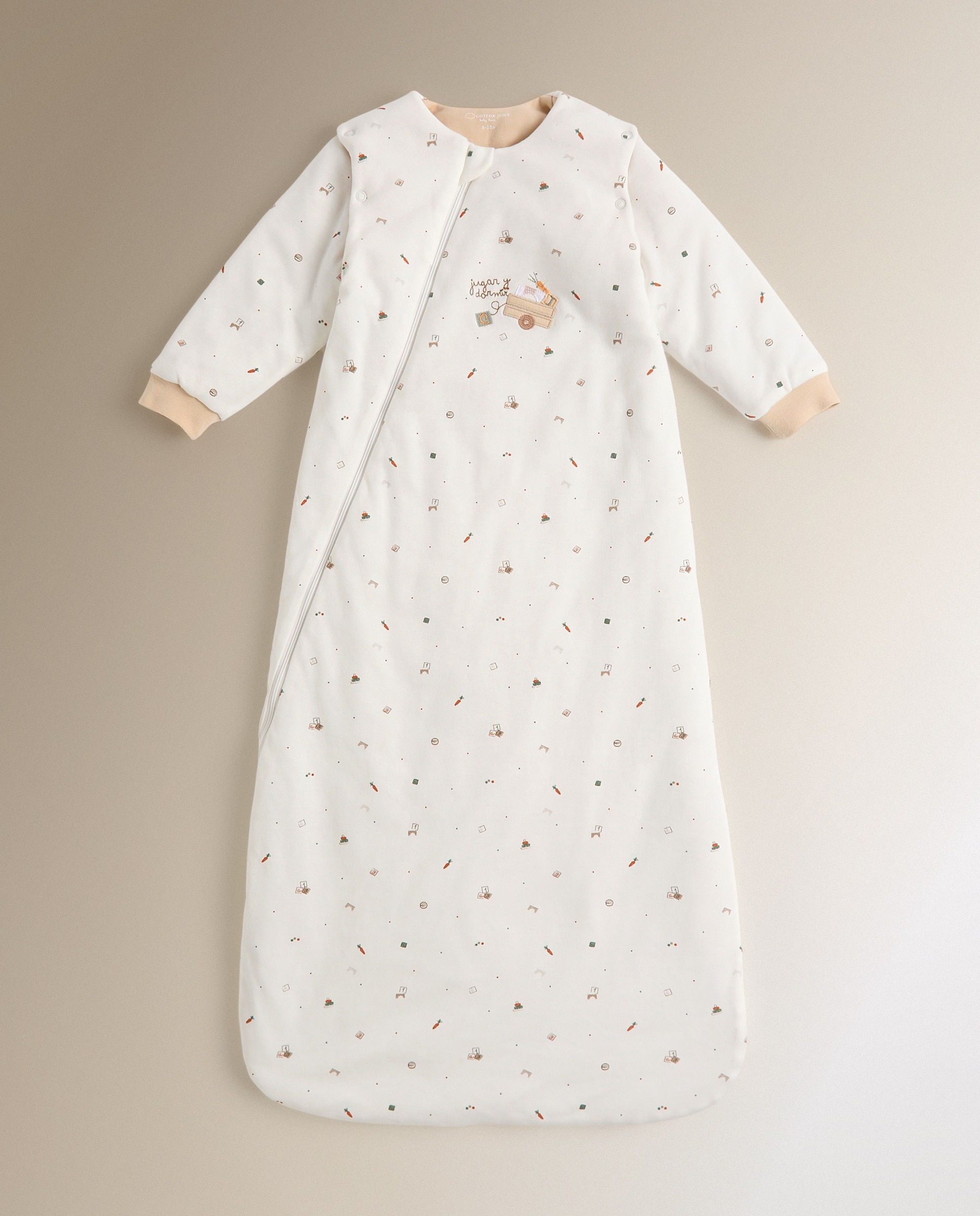 Manta pijama Warmy con mangas Cotton Juice Baby Home Sésamo Conejitos TOG 2.5 - Natural Natural-1