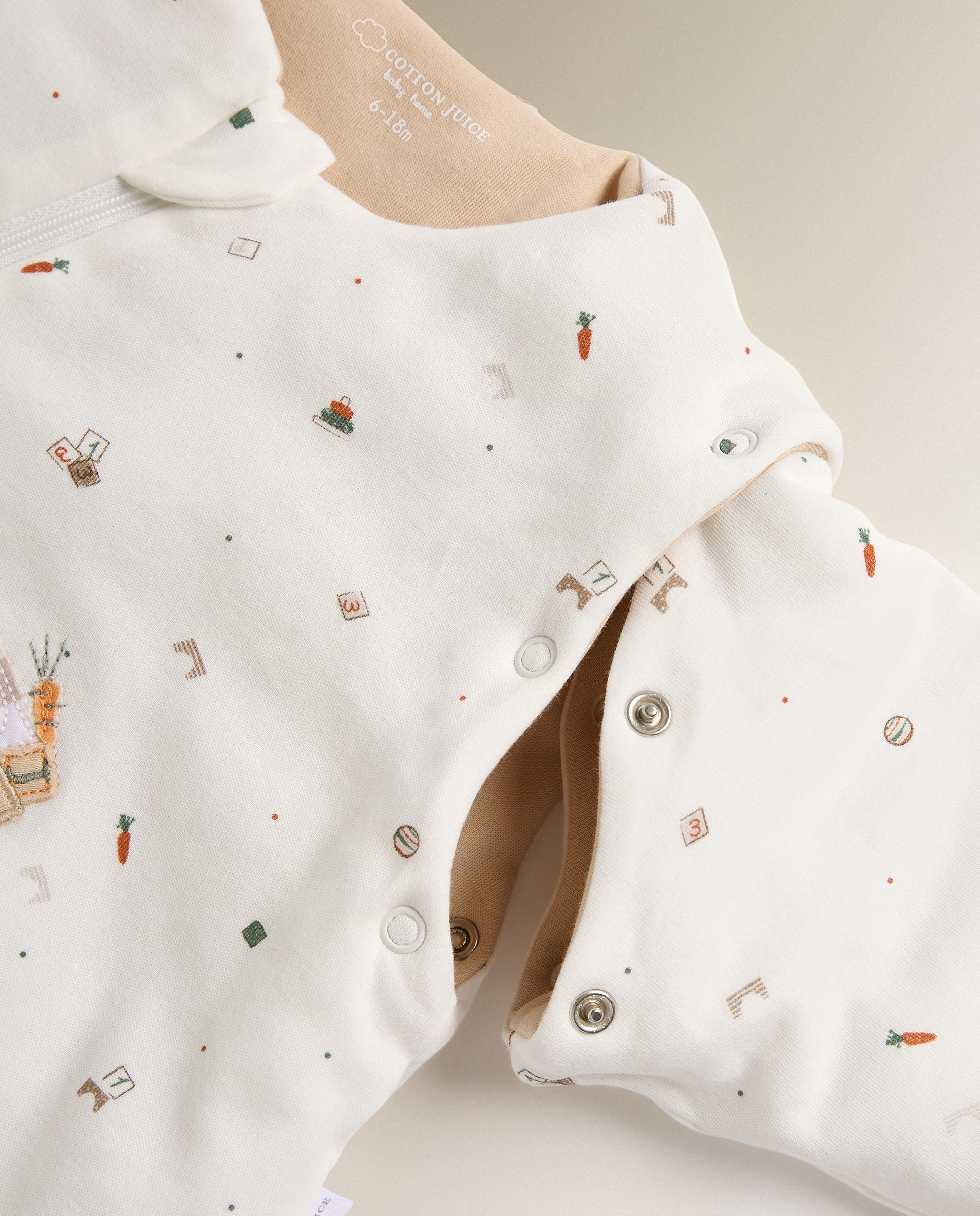 Manta pijama Warmy con mangas Cotton Juice Baby Home Sésamo Conejitos TOG 2.5 - Natural Natural-4
