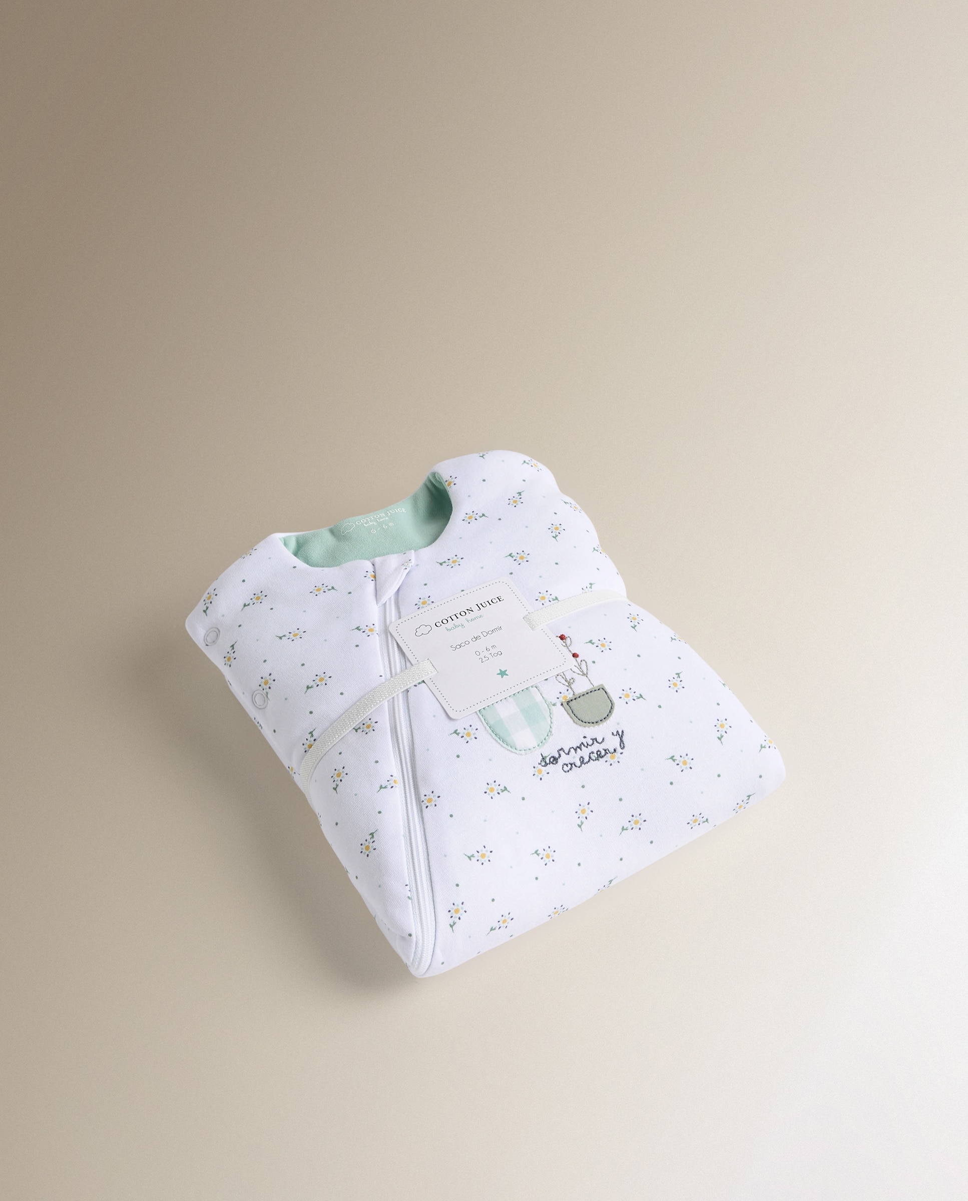 Manta Pijama Warmy com Mangas Sésamo Flores TOG 2.5 Verde Mint-5