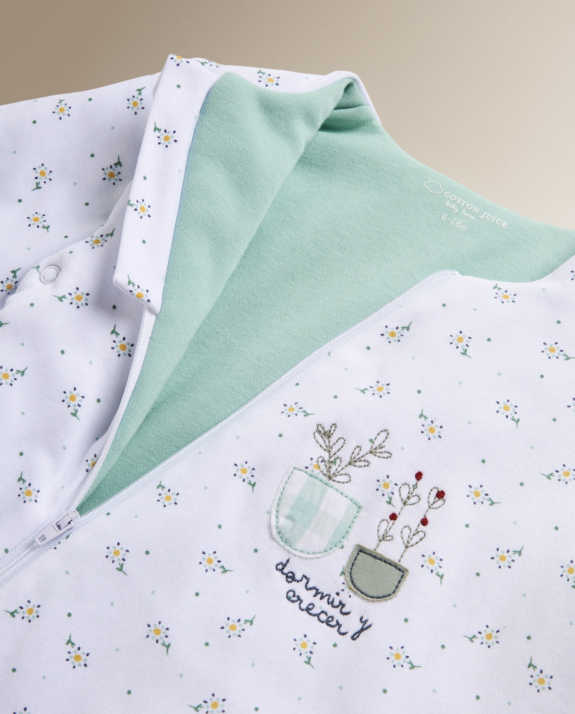 Saco de Dormir com Mangas Sésamo Flores TOG 2.5 Verde Mint-3