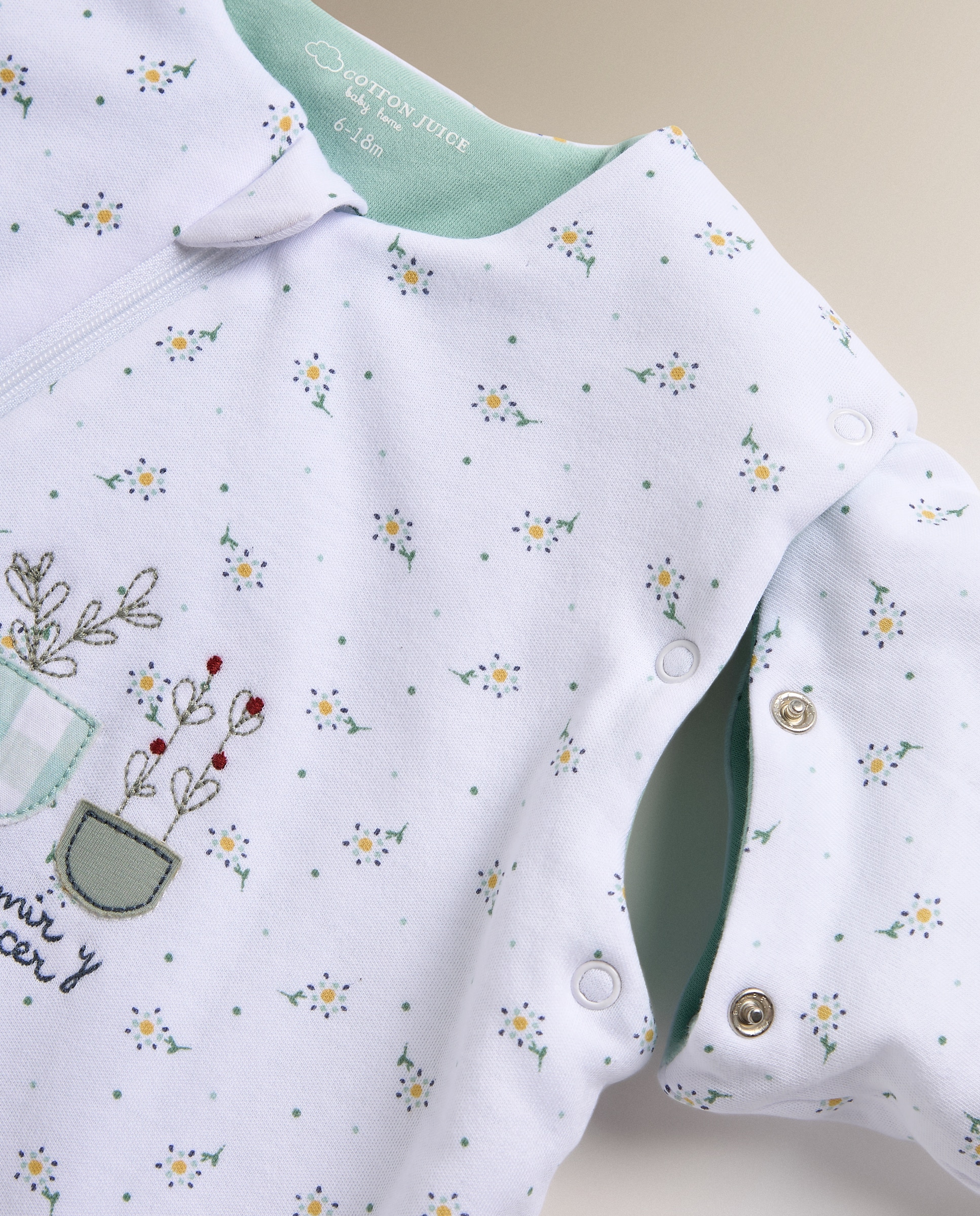 Saco de Dormir com Mangas Sésamo Flores TOG 2.5 Verde Mint-4