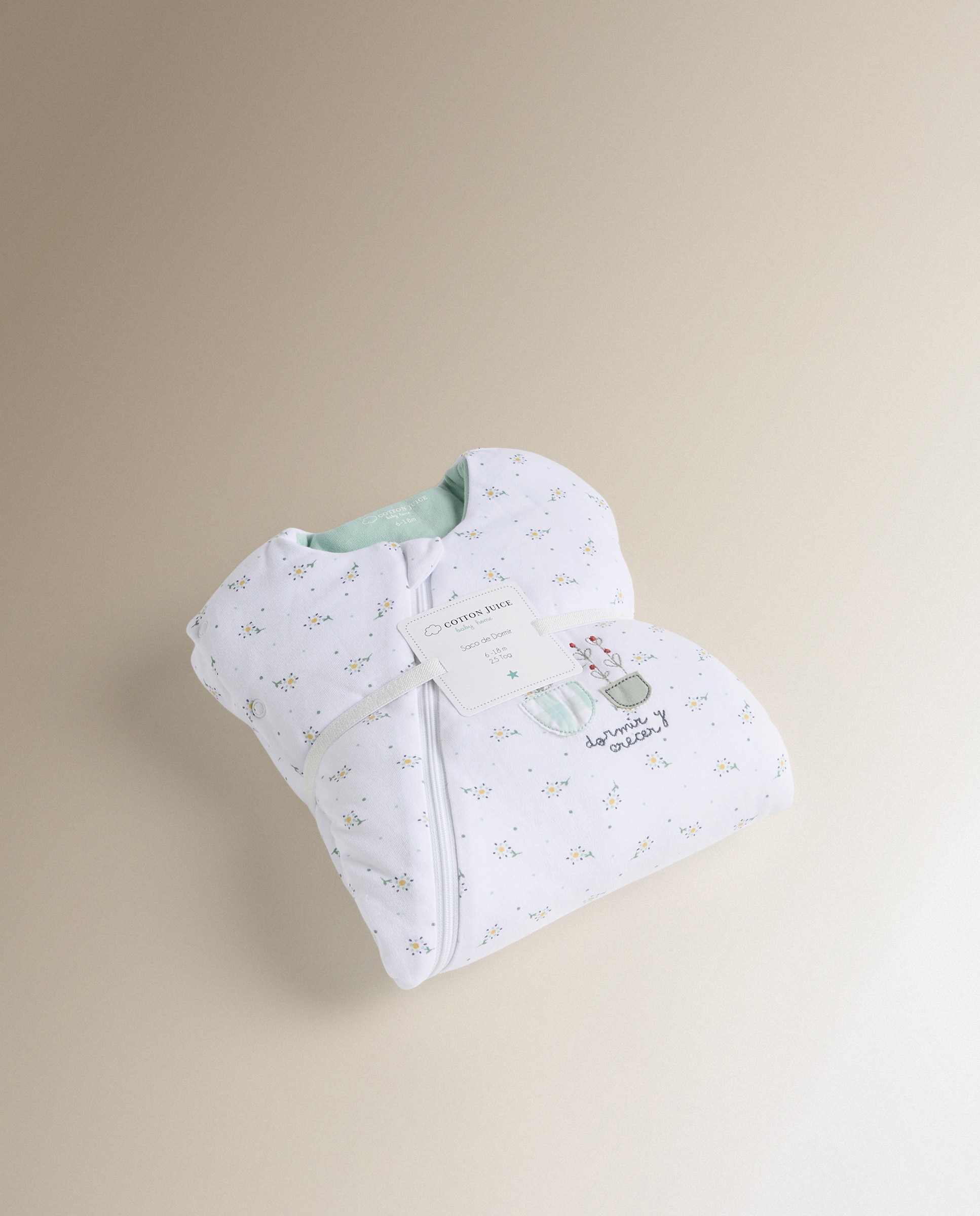 Saco de Dormir com Mangas Sésamo Flores TOG 2.5 Verde Mint-5