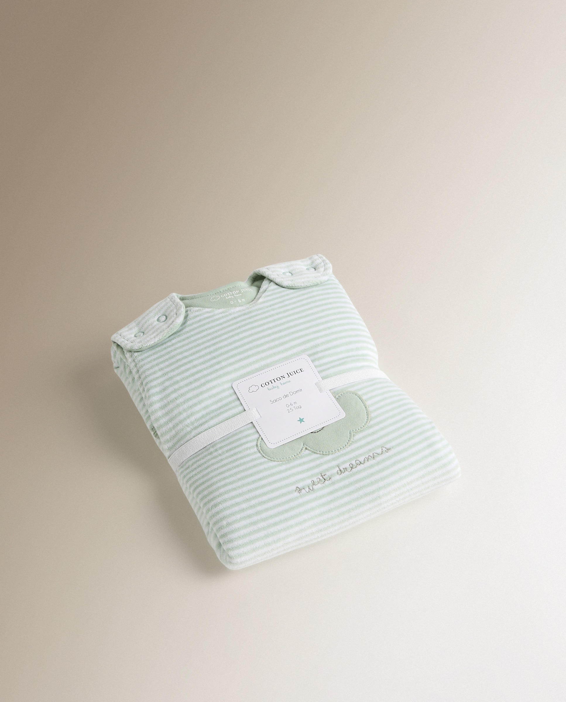 Saco de Dormir Velour Riscas Nuvem TOG 2.5 Verde Mint-5
