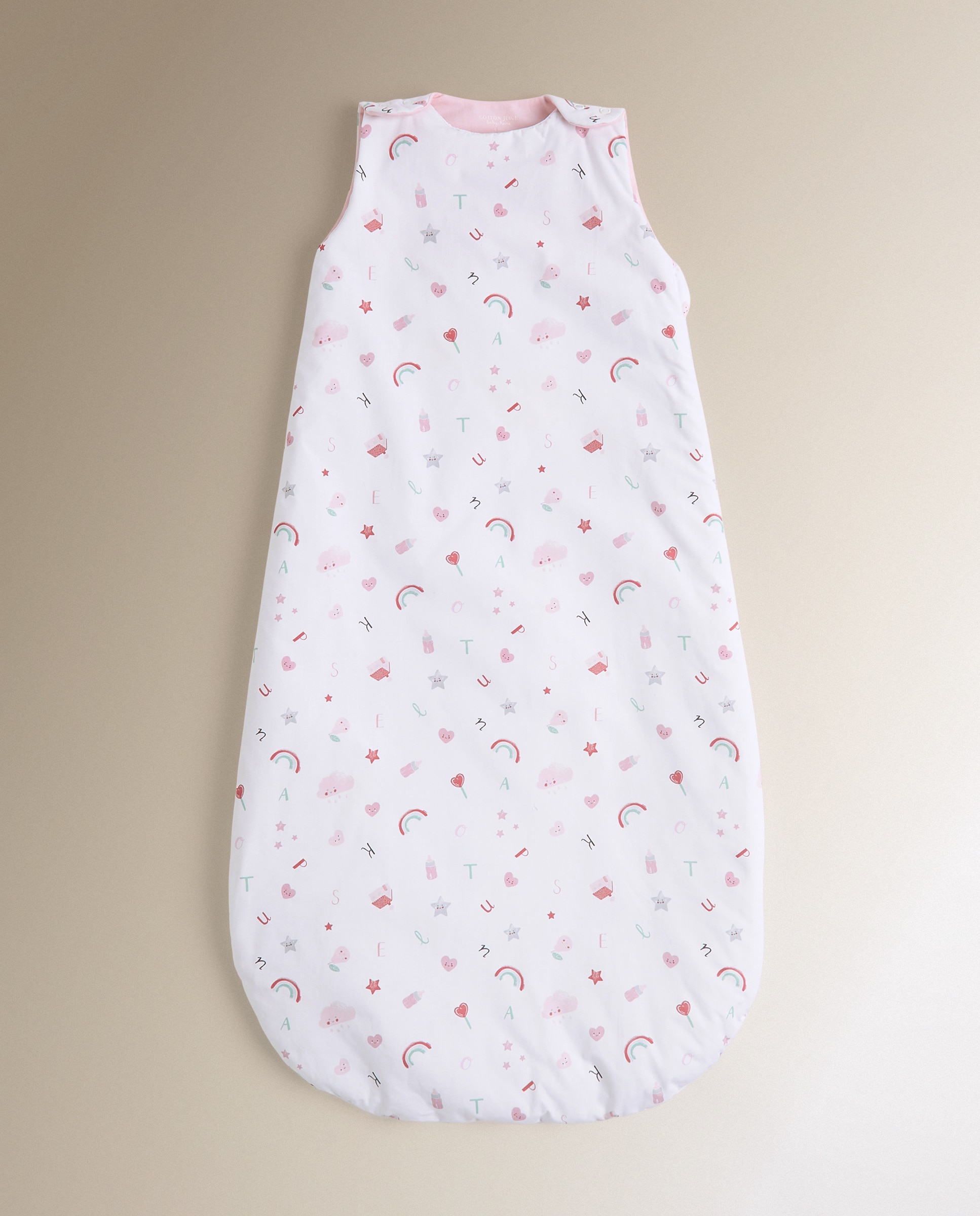 Saco de dormir con mangas Cotton Juice Baby Home Sésamo Flores TOG 2.5 - Rosa Rosa-1