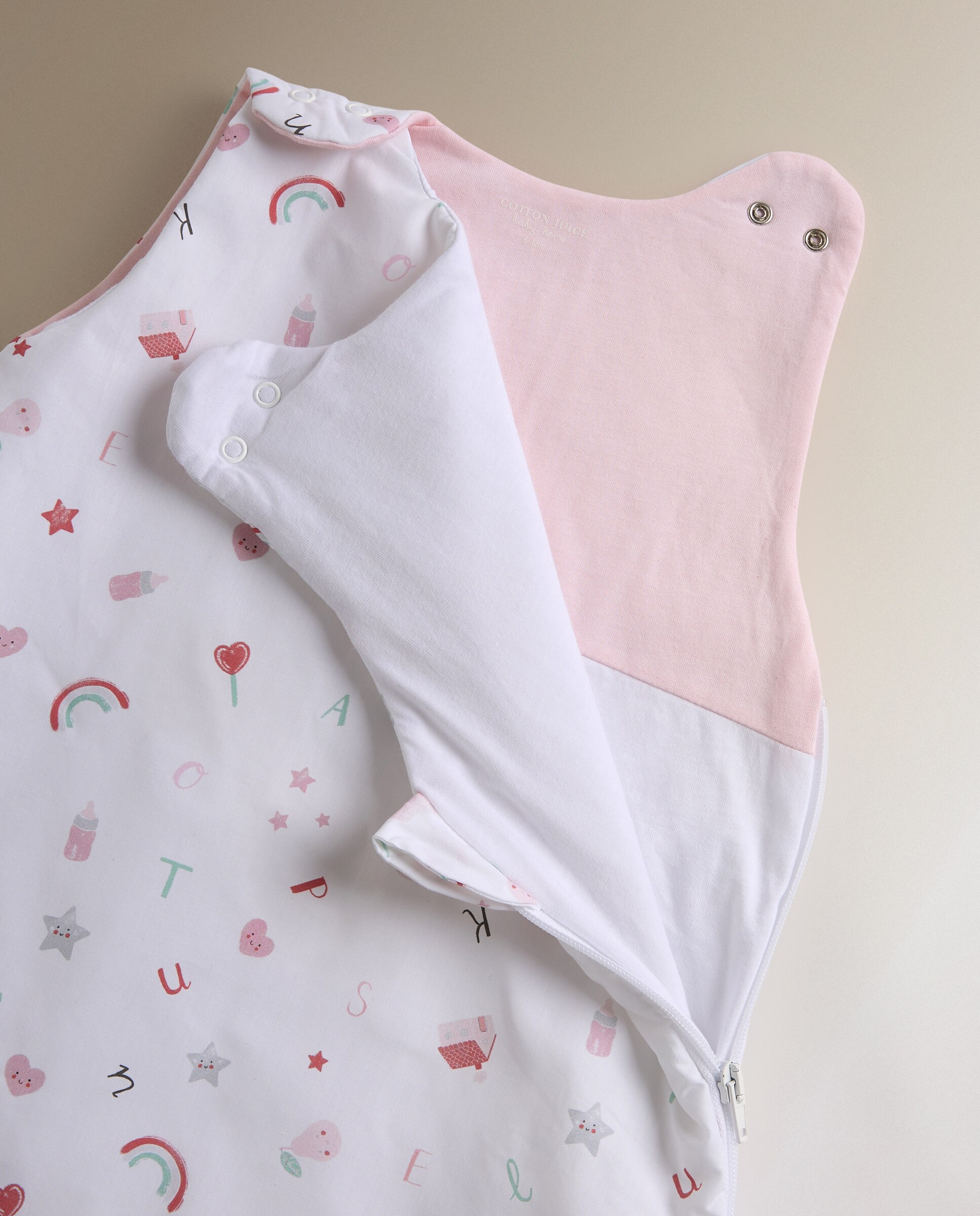 Saco de dormir con mangas Cotton Juice Baby Home Sésamo Flores TOG 2.5 - Rosa Rosa-3