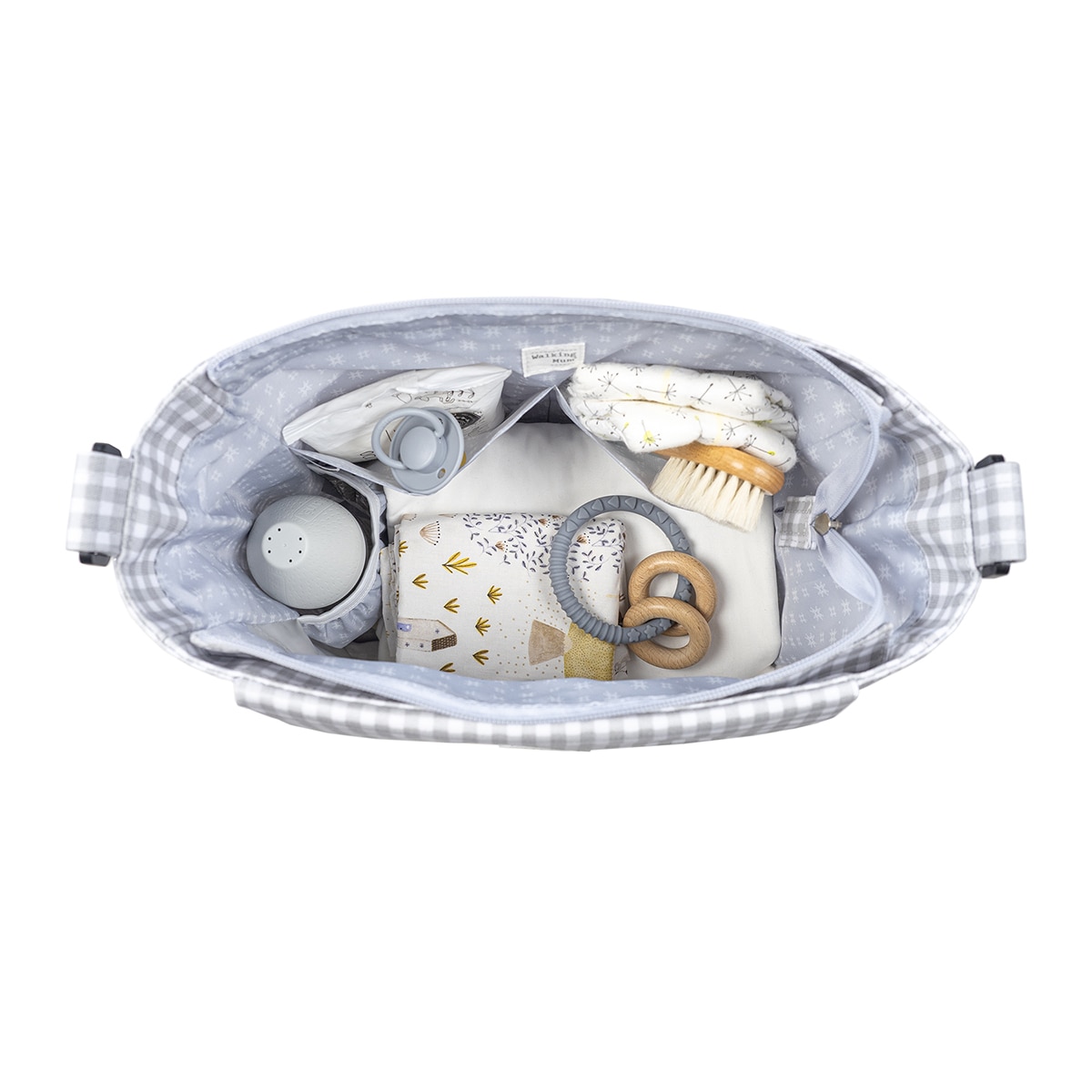 Bolso Canastilla Walking Mum I Love Vichy - Gris Gris-8
