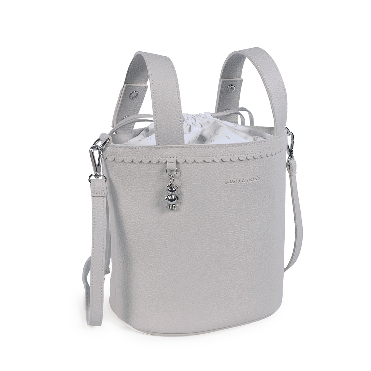 Bolso Bucket Pasito a Pasito Icon - Gris Gris-5
