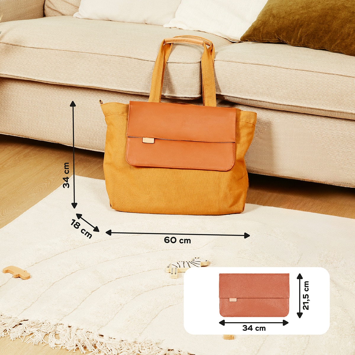 Mala de Maternidade Tote Bag Castanho-claro-7