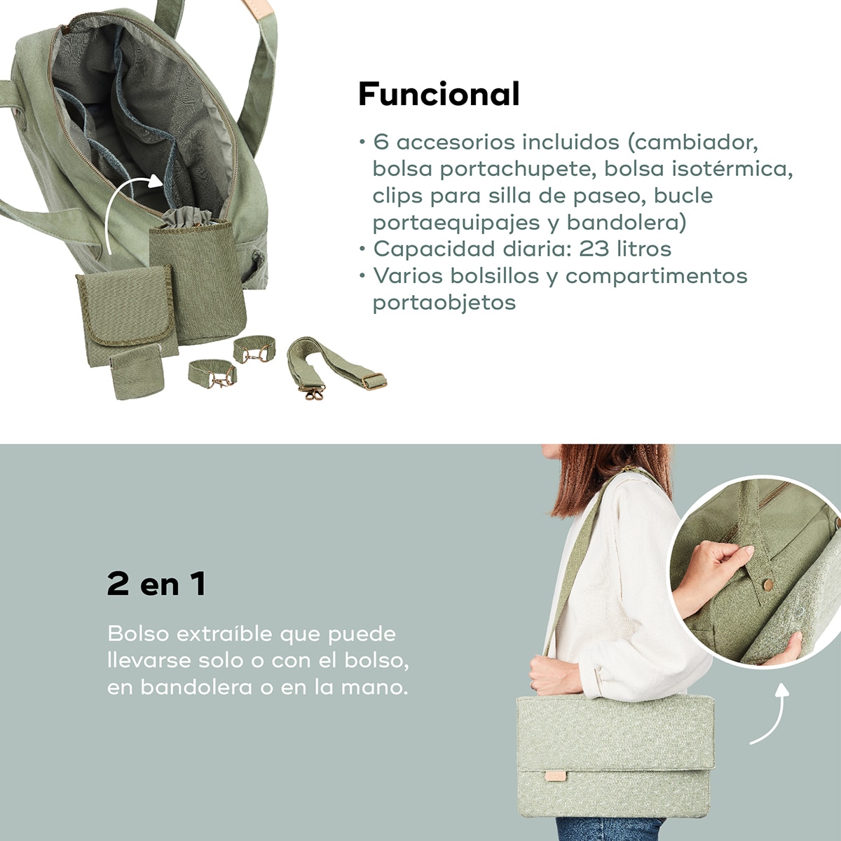 Bolso maternal Babymoov Day to Day - Verde claro Verde claro-4