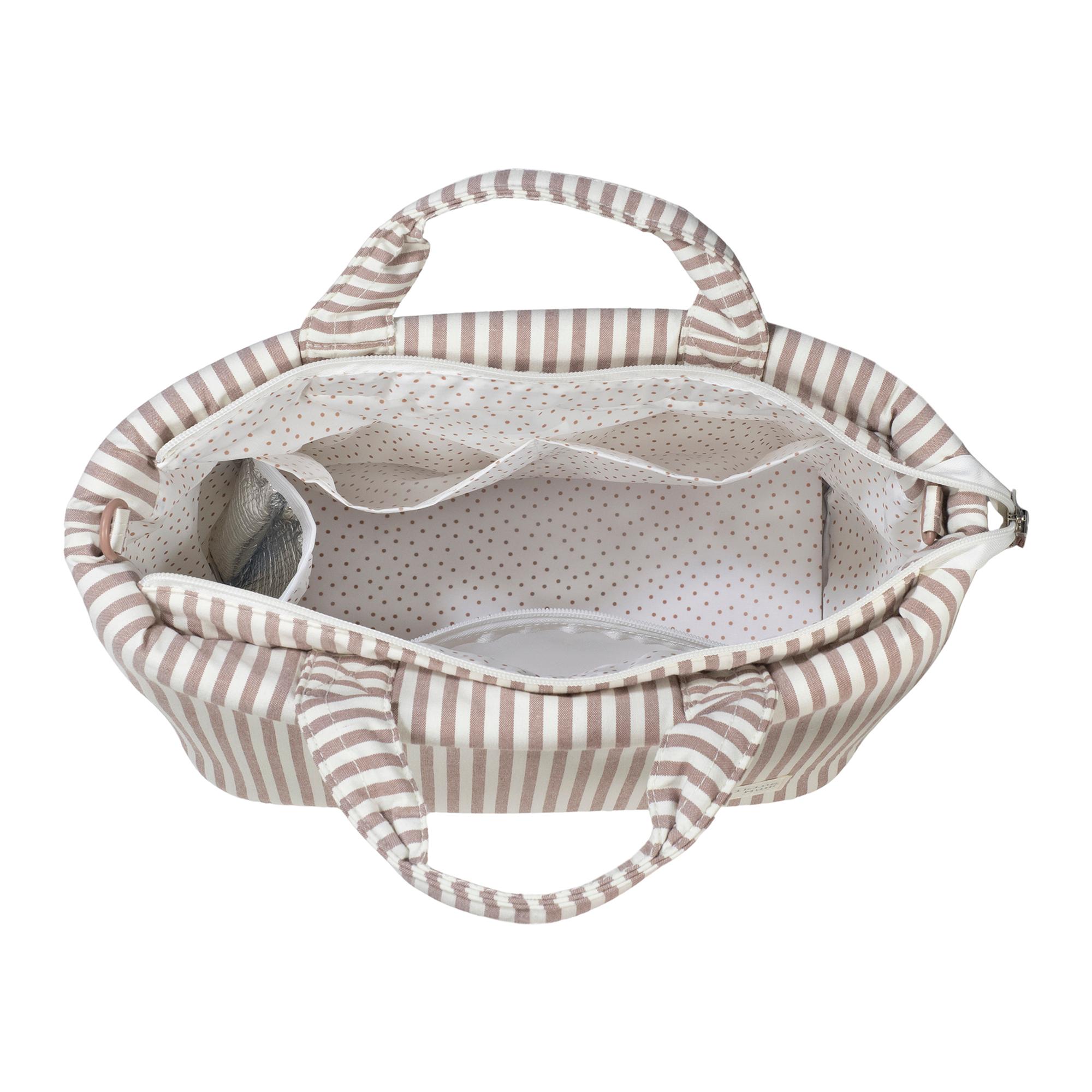 Bolsa em vime Praline Riscas Moka Telha-7