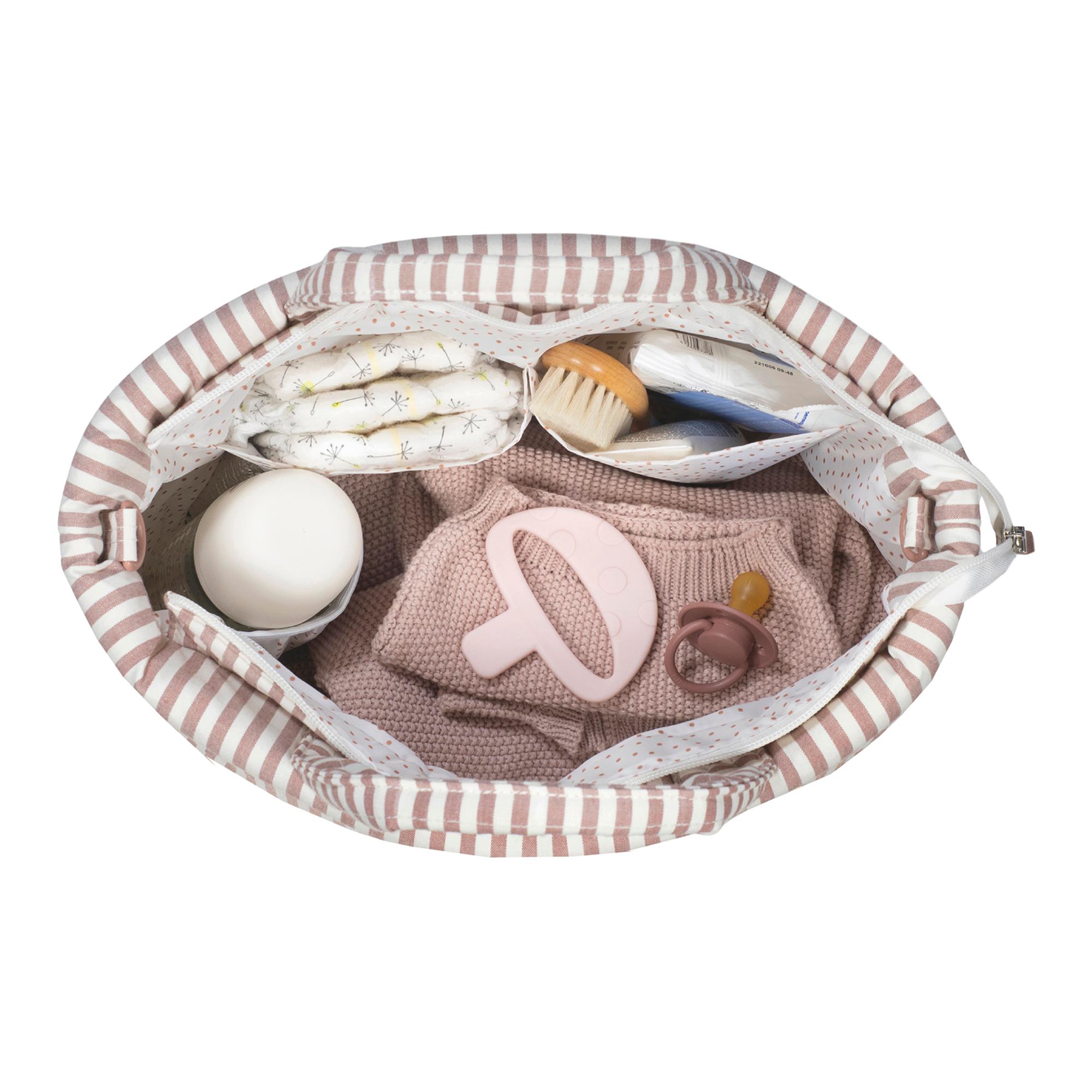 Bolsa em vime Praline Riscas Moka Telha-8