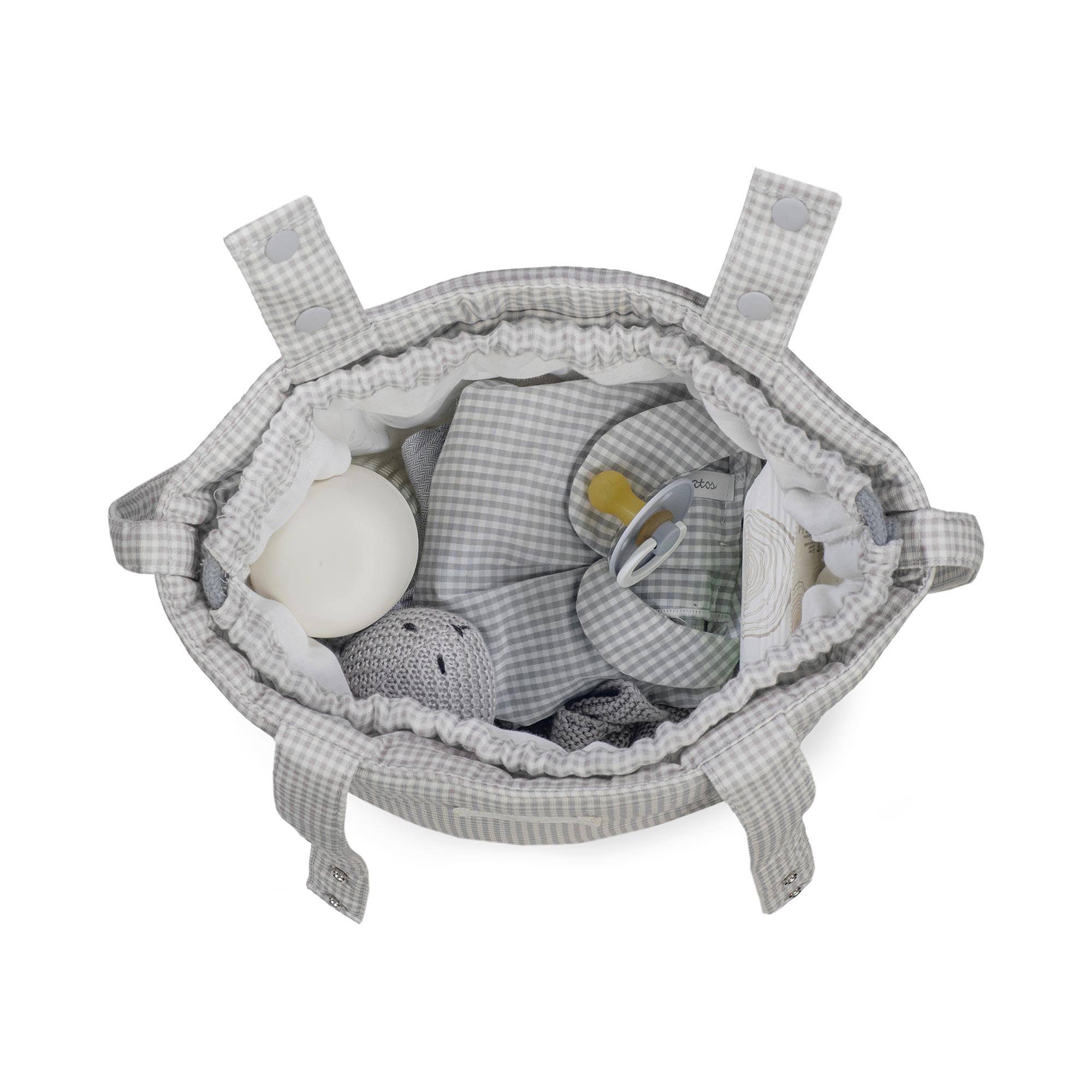 Bolsa Bucket Little Bloom Vichy Cinzento Cinzento-claro-6