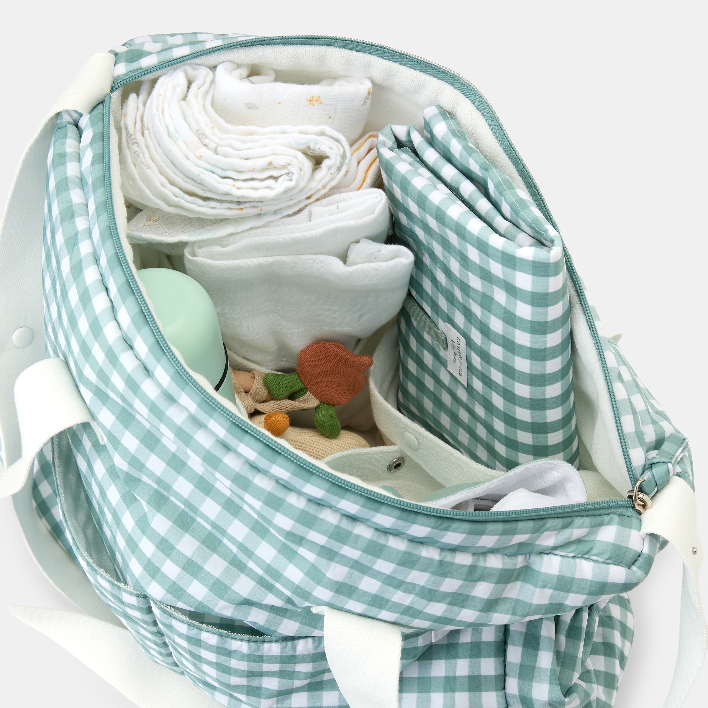 Cambiador de viaje Cotton Juice Baby Home Vichy Verde Verde-4