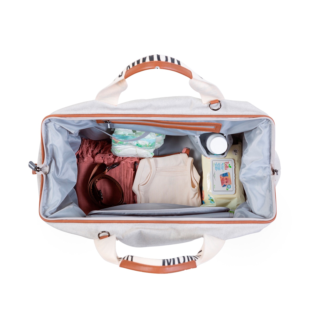 Imagen 4 de Bolso Maternidad Childhome Mommy Bag Signature Canvas - Blanco roto Blanco roto