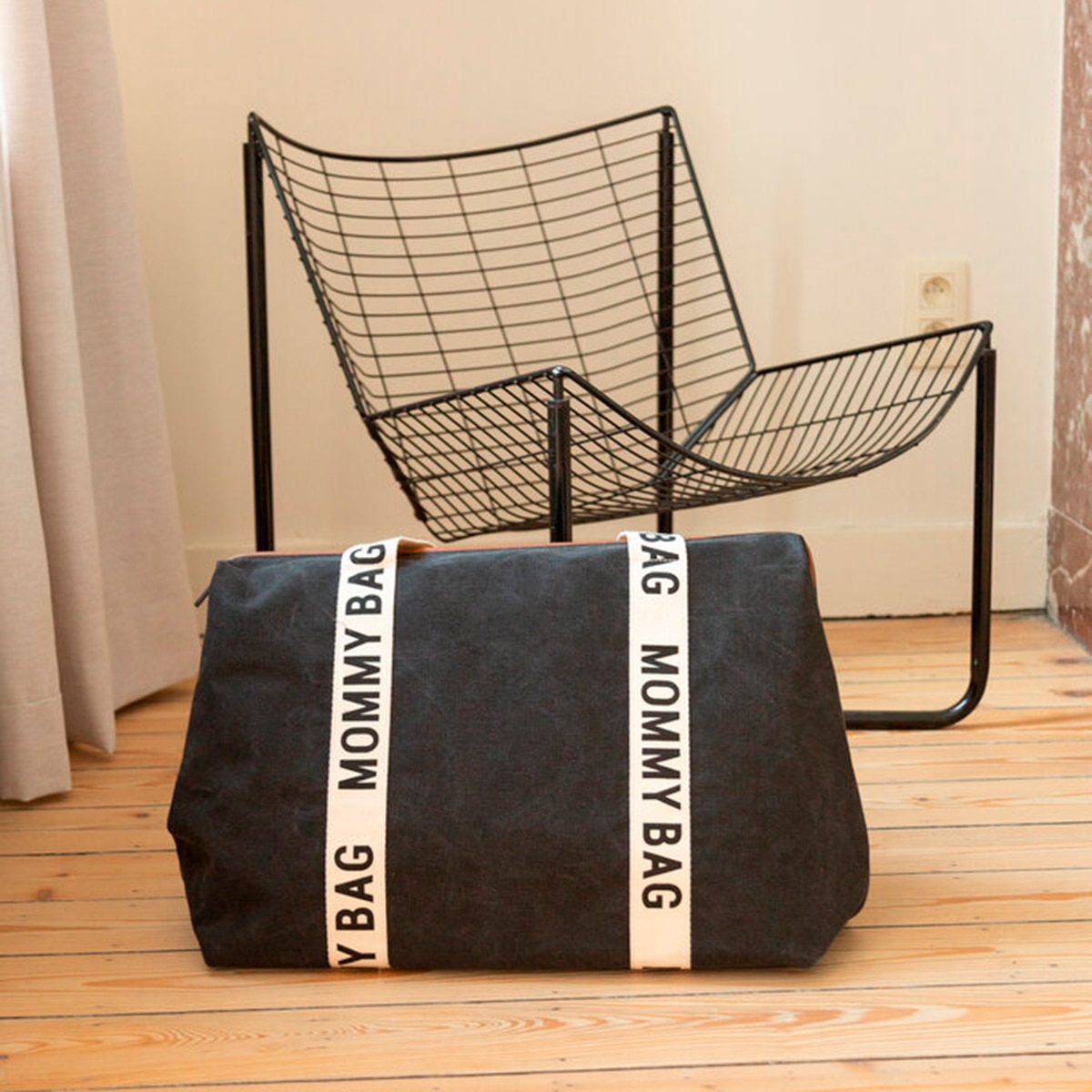 Imagen 8 de Bolso Maternidad Childhome Mommy Bag Signature Canvas - Negro Negro