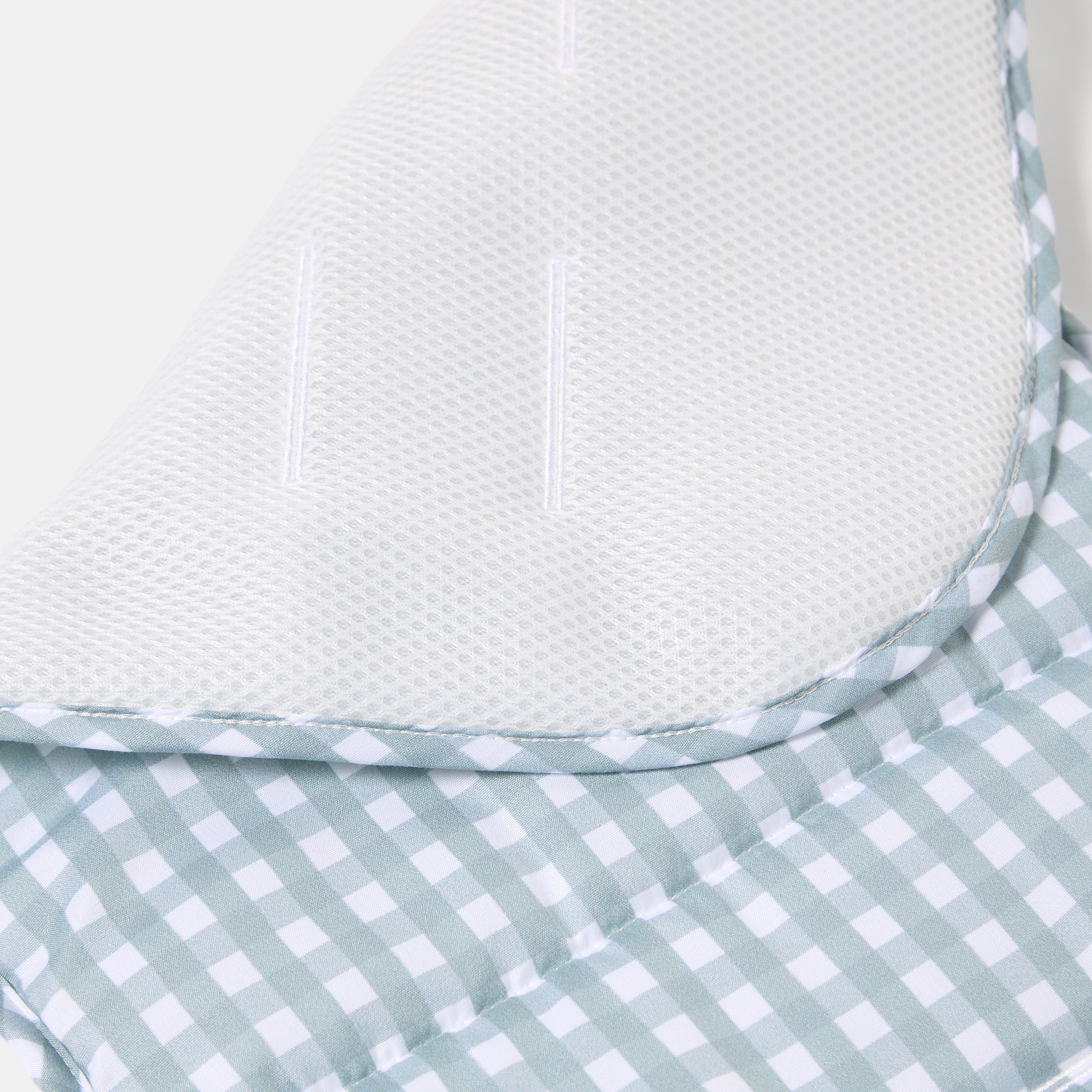 Acolchoado para carrinho Cotton Juice Baby Home, reversível, padrão Vichy Verde Água-5