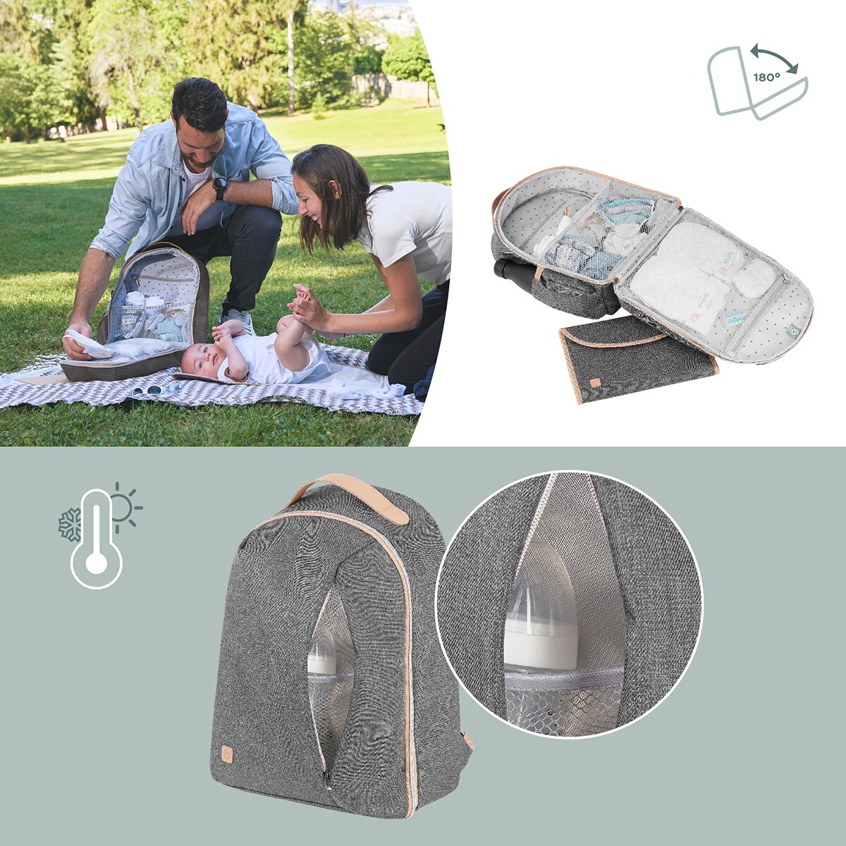 Mochila Muda Fraldas Le Pyla Cinzento-5