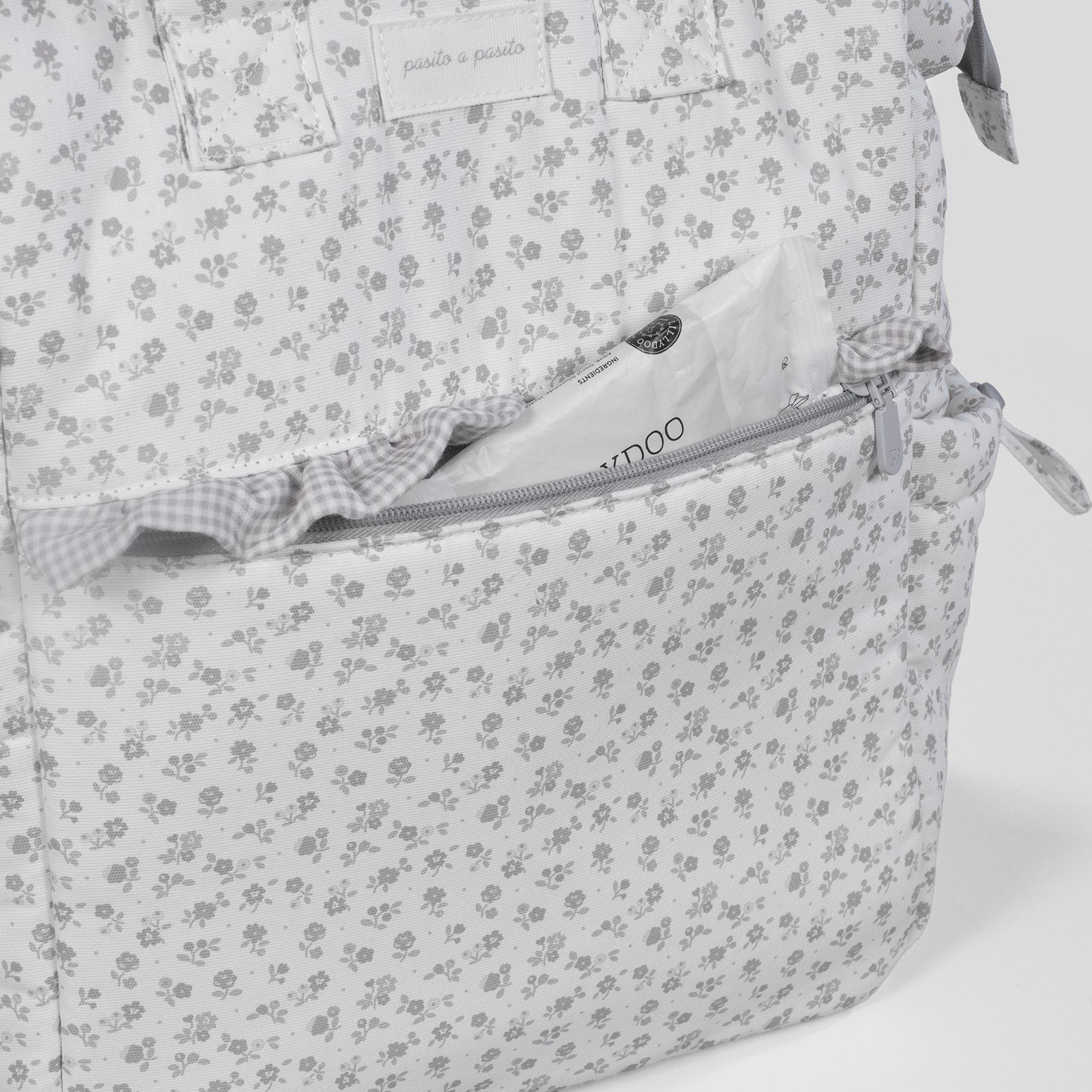 Mochila Little Bloom Flor Cinzento Cinzento-claro-8