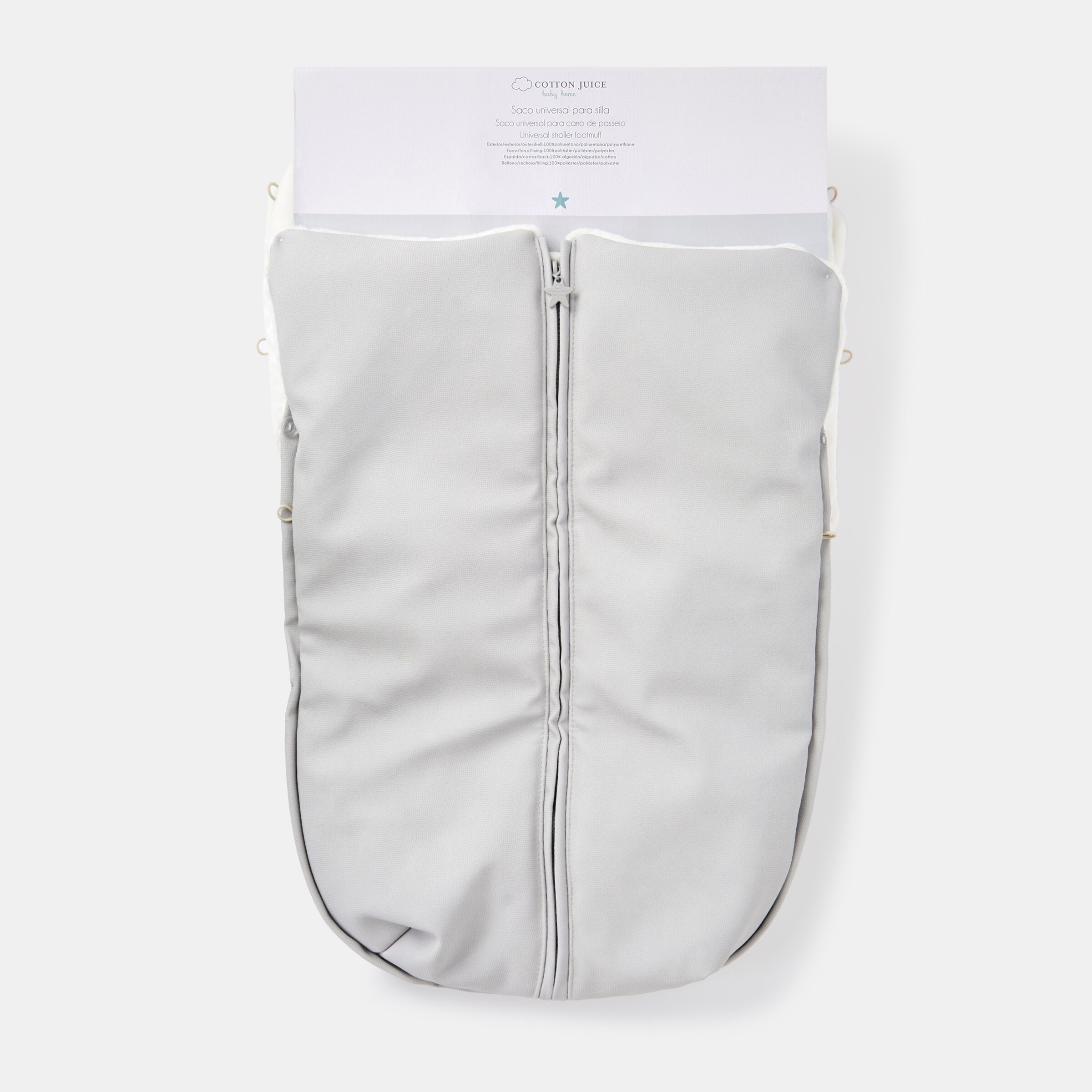 Saco Silla universal Cotton Juice Baby Home Polipiel cremallera central+lateral - Gris Gris-6