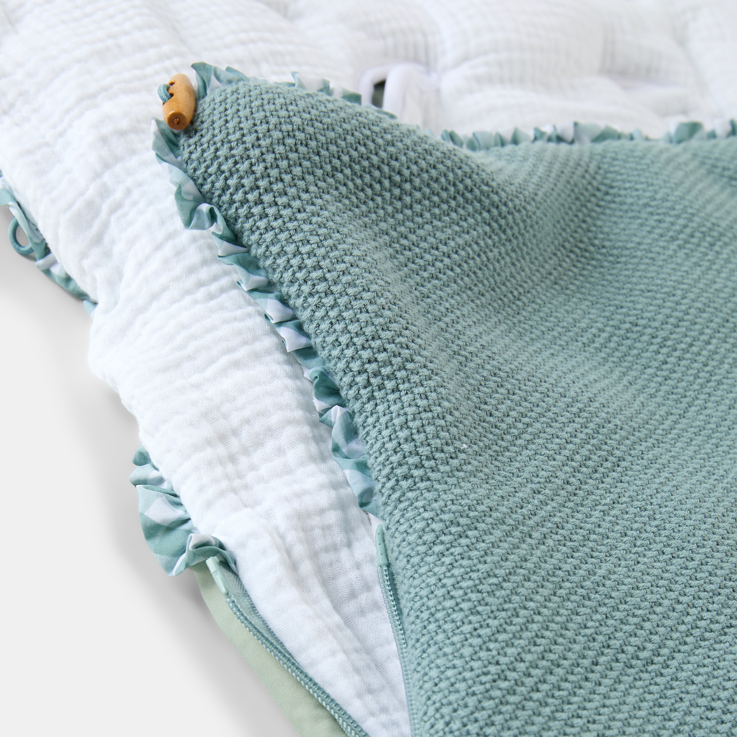 Saco de Cadeira Universal Tricot Vichy com Fecho de Correr Lateral Verde-4