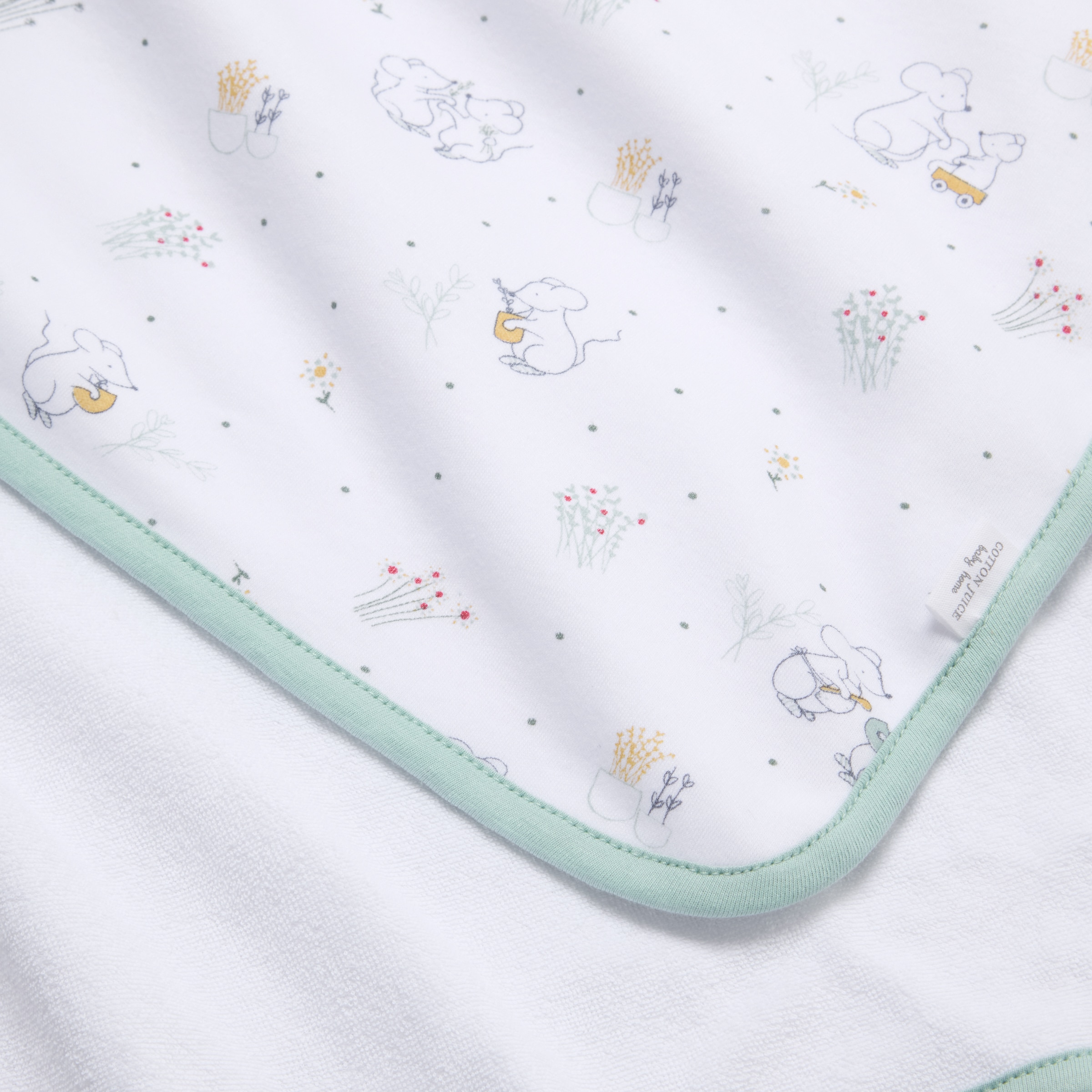 Manta Cotton Juice Baby Home coleção Sésamo ratinhos jardineiros Verde Mint-2