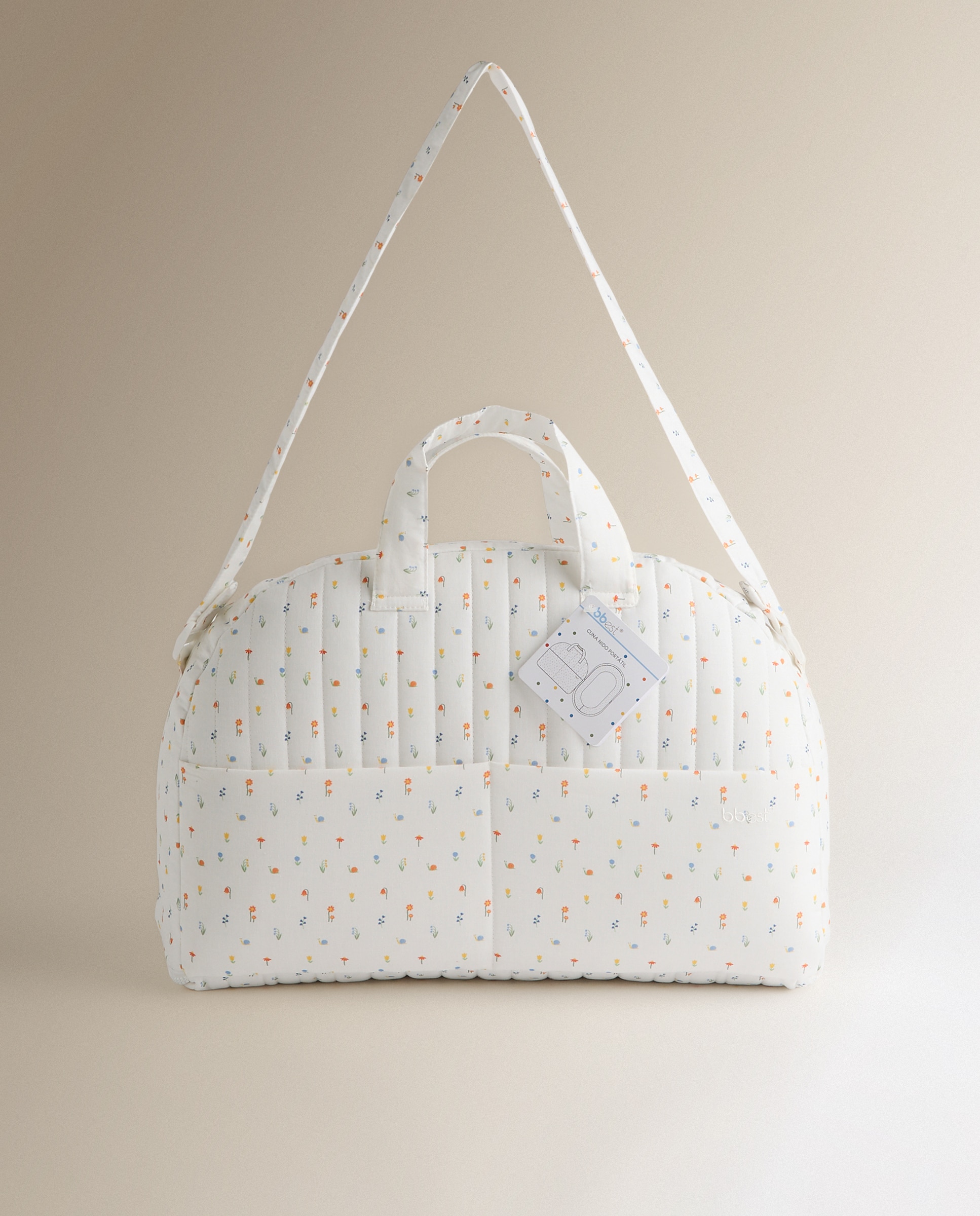 Nido colecho Bbest estampado Little Bugs portatil - Blanco Blanco-5