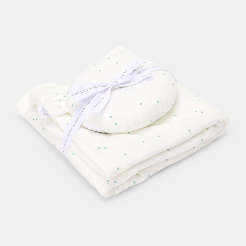 Imagen 0 de Set cojín y manta Cotton Juice Baby Home microvelour reversible Mint