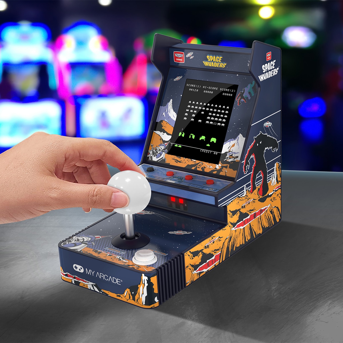 Imagen 4 de Mini consola portátil retro con reproductor de joystick Space Invaders