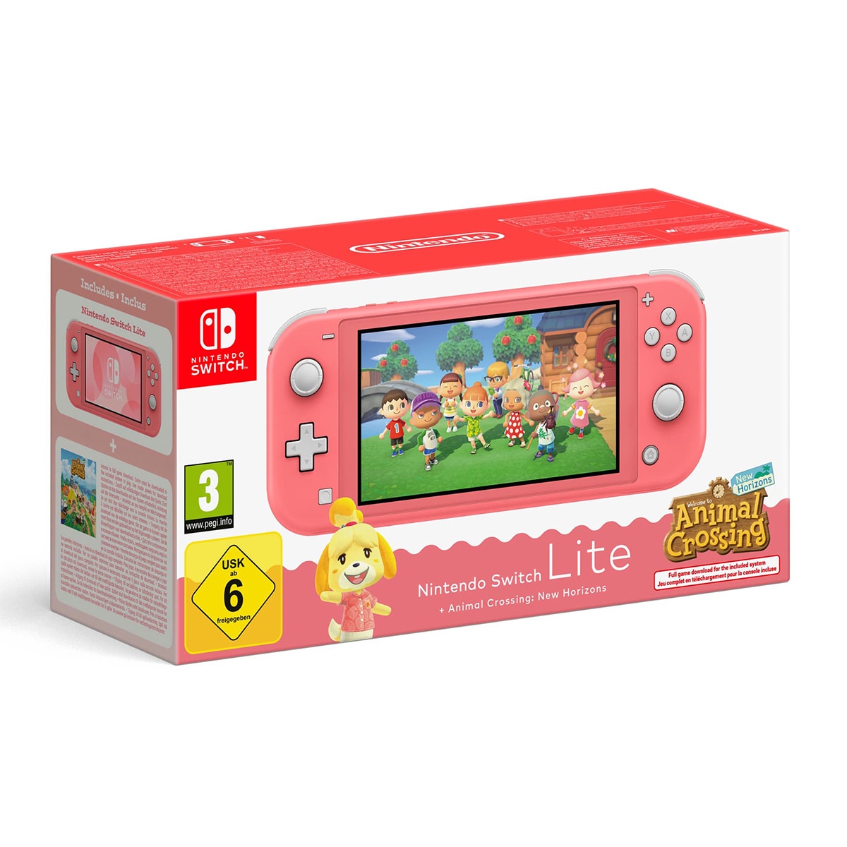 Nintendo Switch Lite Coral + Animal Crossing New Horizons