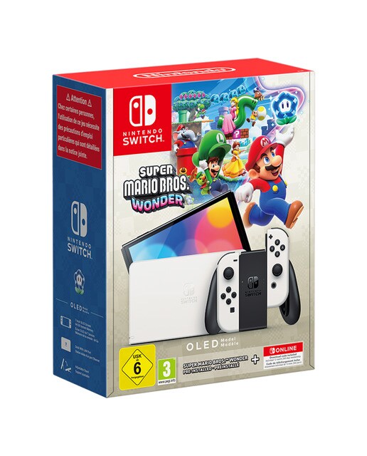 Consola Nintendo Switch OLED Blanca + Super Mario Bros Wonder + 12 meses NSO 1