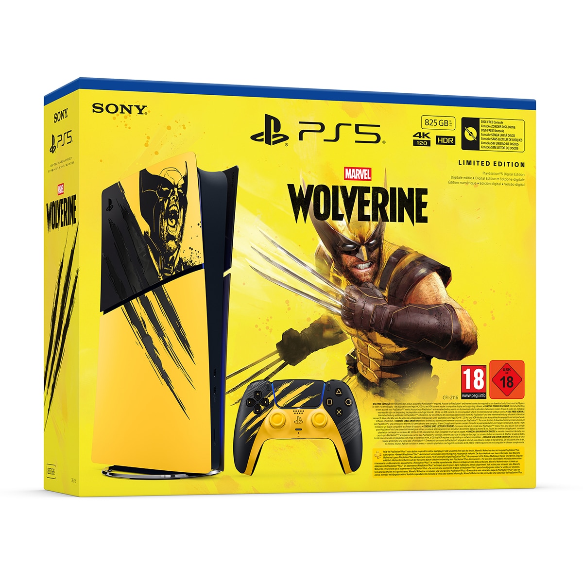 PlayStation 5 digital Edición Limitada Marvel: Lobezno Amarillo de combate.