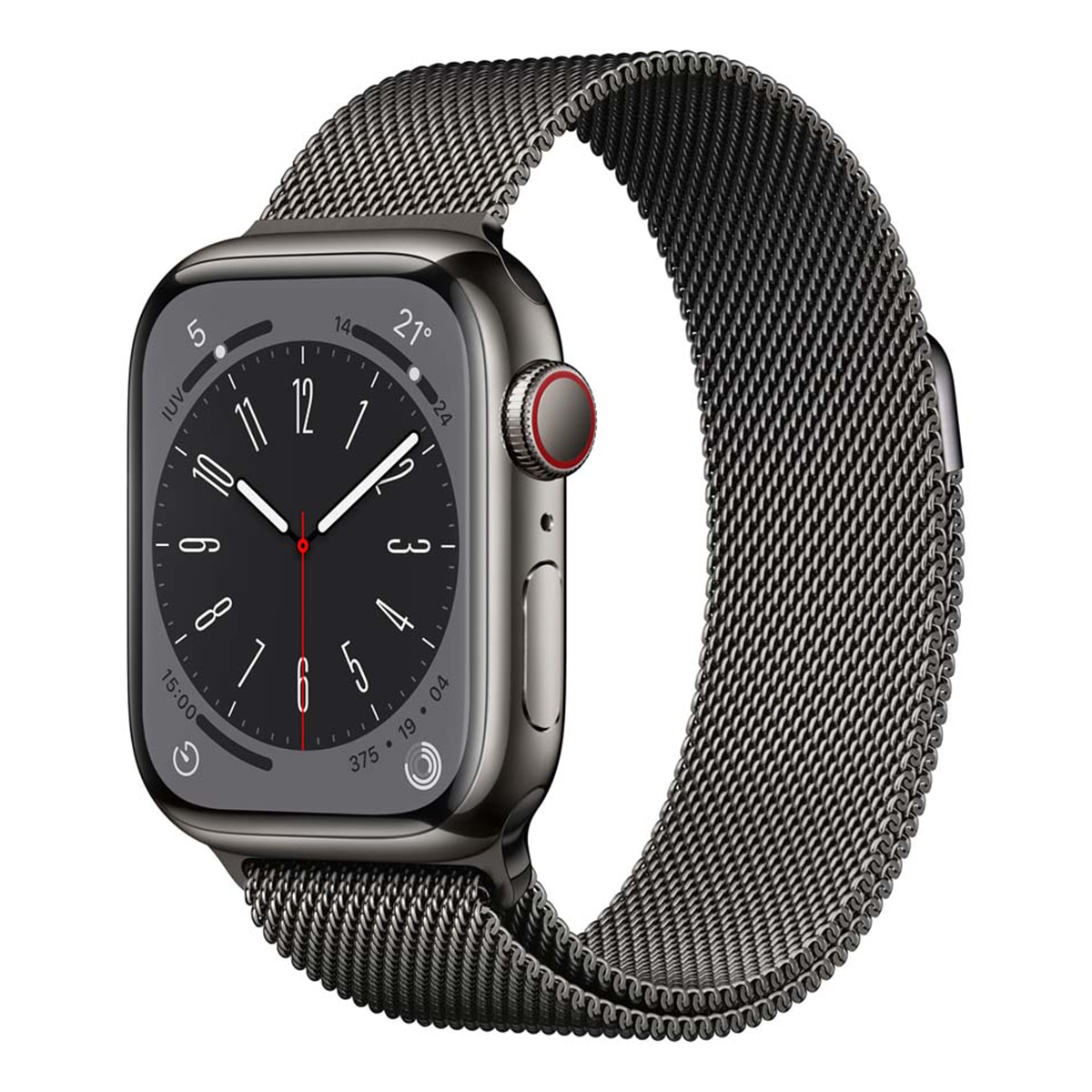 Apple Watch Series 8 GPS + Cellular 41mm  con caja de acero inoxidable en grafito y pulsera Milanese Loop en grafito Grafito-1