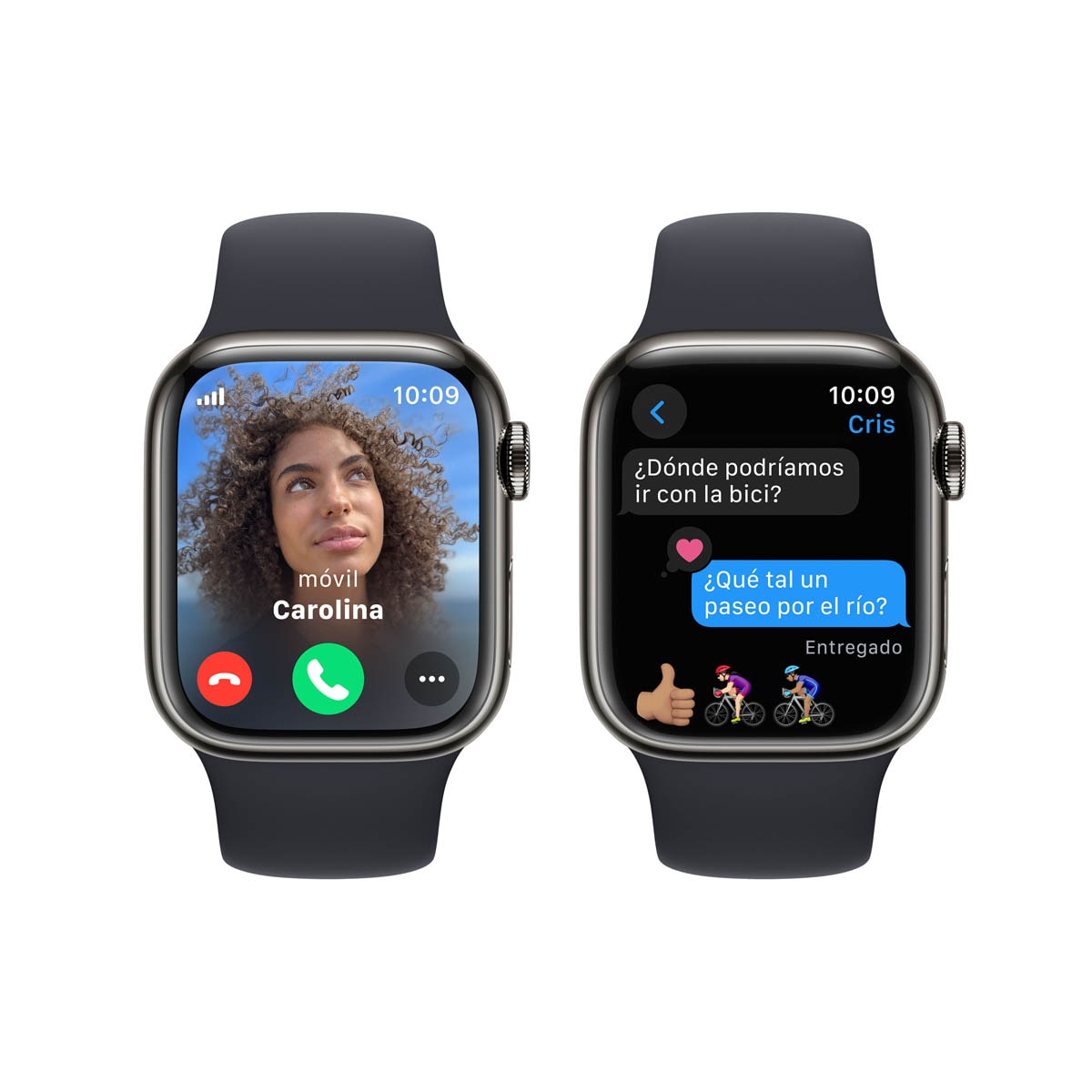 Apple Watch Series 9 GPS + Cellular 41mm Acero inoxidable Grafito con correa Medianoche S/M Grafito-7