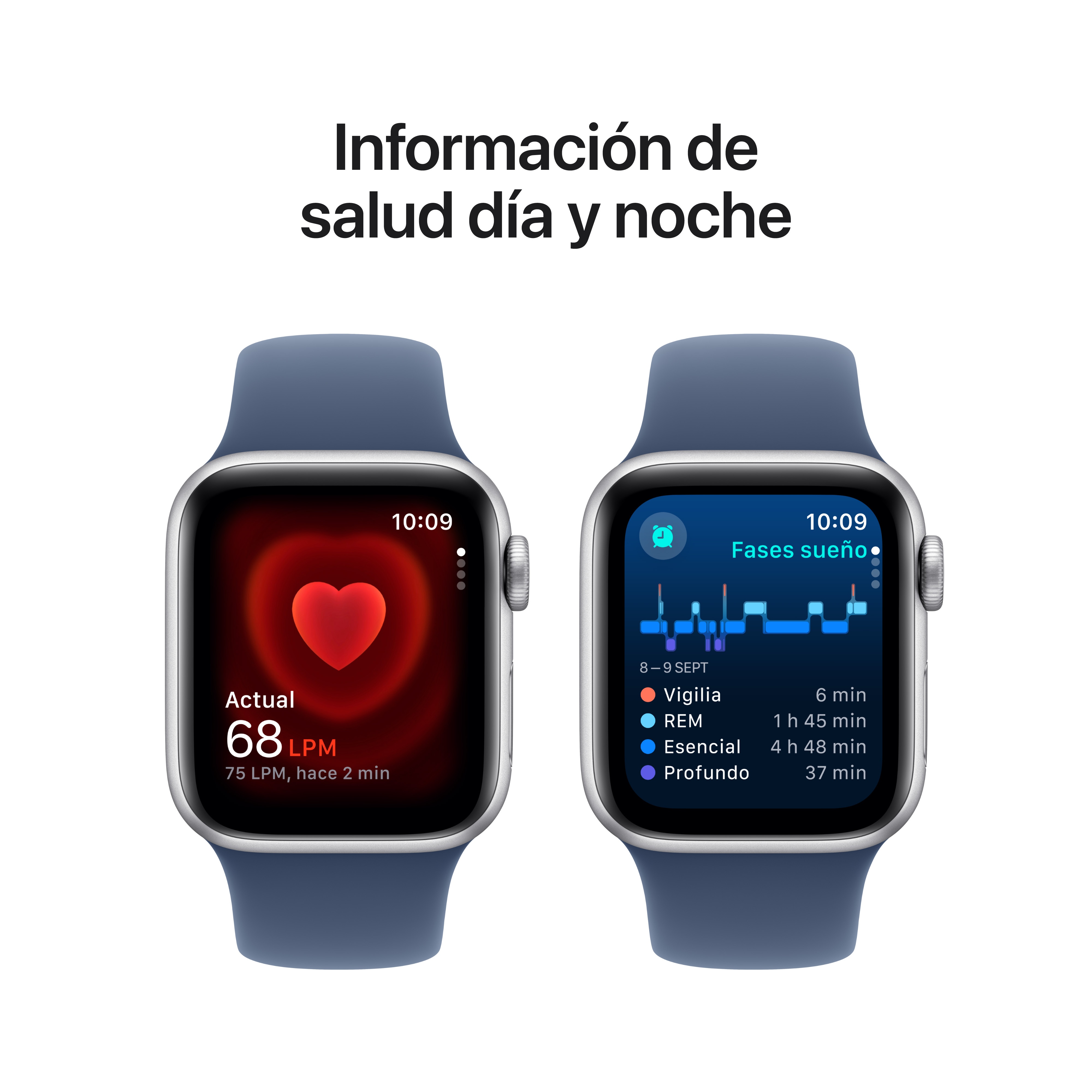 Apple Watch SE GPS 40mm Aluminio Plata con correa Deportiva Azul Denim M/L Plata-5