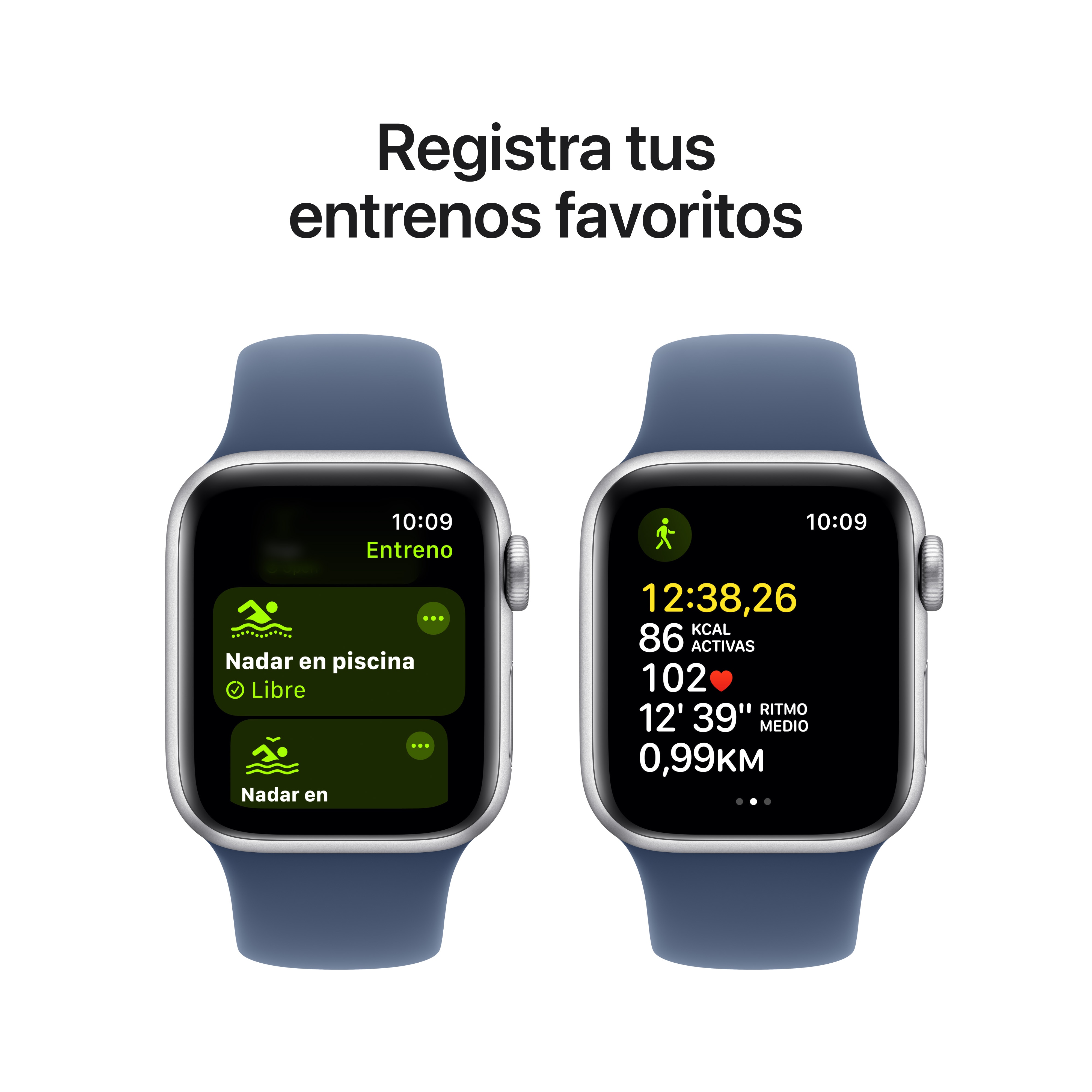 Apple Watch SE GPS 40mm Aluminio Plata con correa Deportiva Azul Denim M/L Plata-6