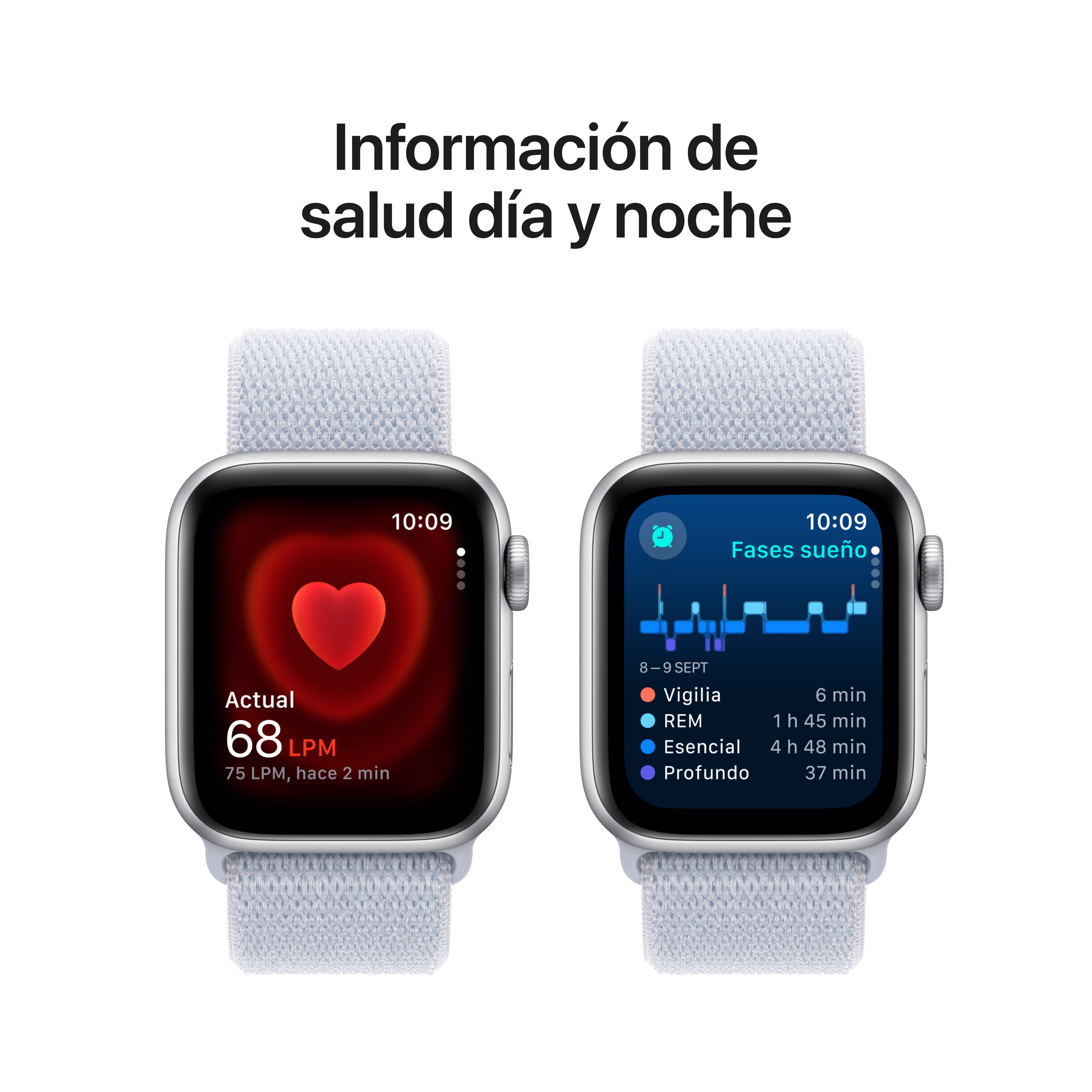 Apple Watch SE GPS + Cellular 40mm Aluminio Plata con correa Loop Deportiva Azul Nube Plata-5