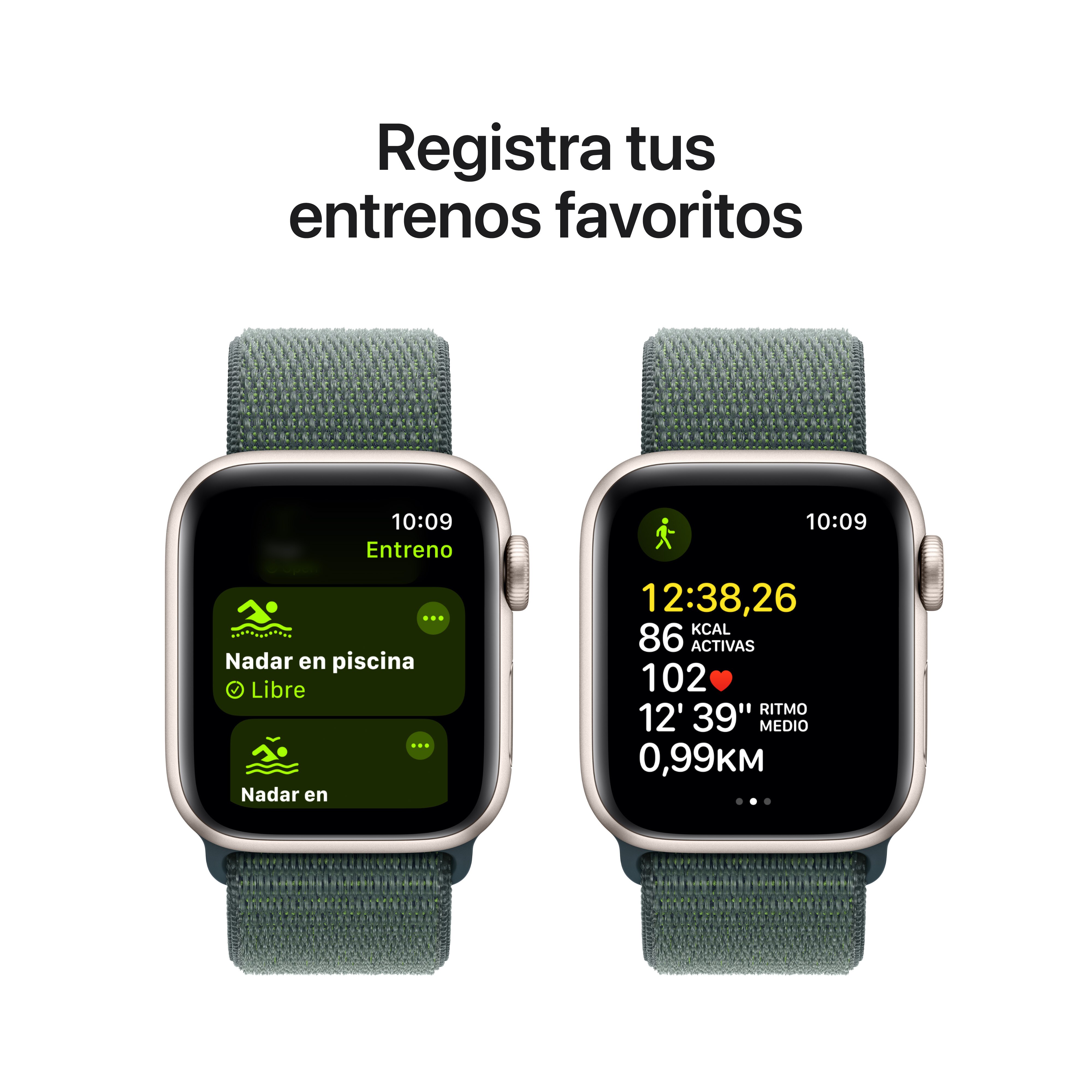 Apple Watch SE GPS + Cellular 40mm Aluminio Blanco Estrella con correa Loop Deportiva Verde Lago Blanco estrella-6