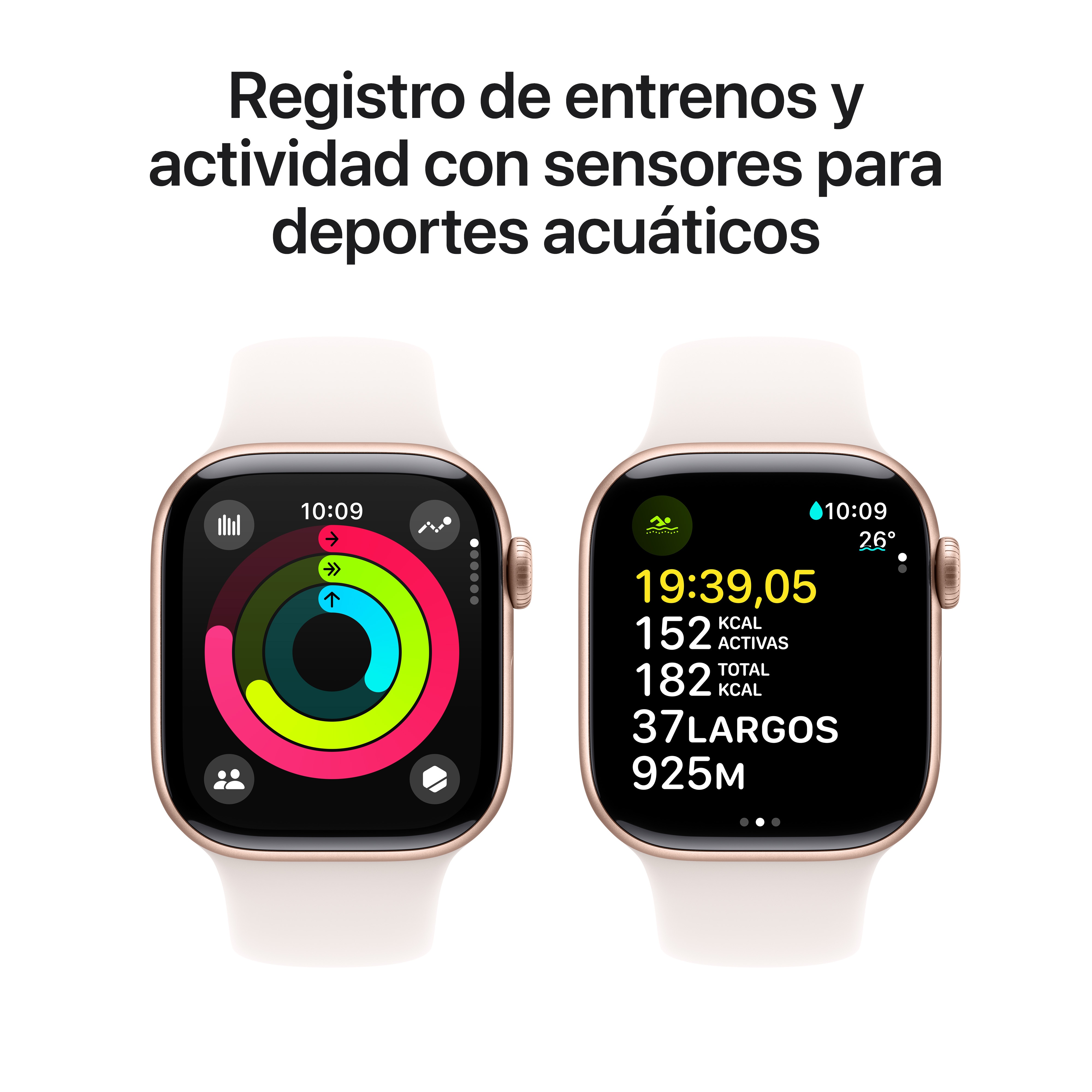 Apple Watch Series 10 GPS 42mm Aluminio Oro Rosa con correa Deportiva Rosa Rubor M/L Oro Rosa-5