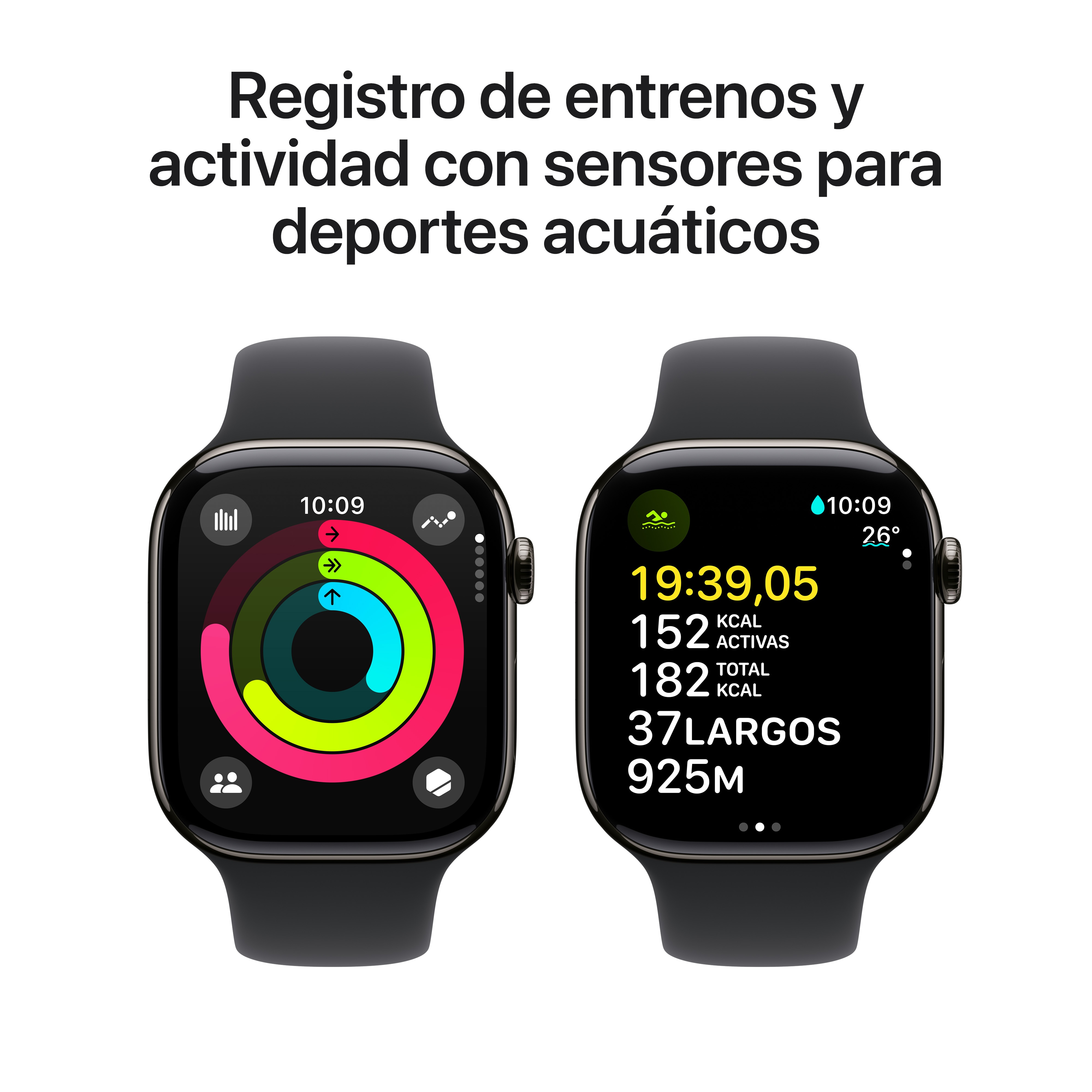 Apple Watch Series 10 GPS + Cellular 42mm - Titânio Slate com Bracelete Desportiva Preta (Tam. S/M) Lousa-5