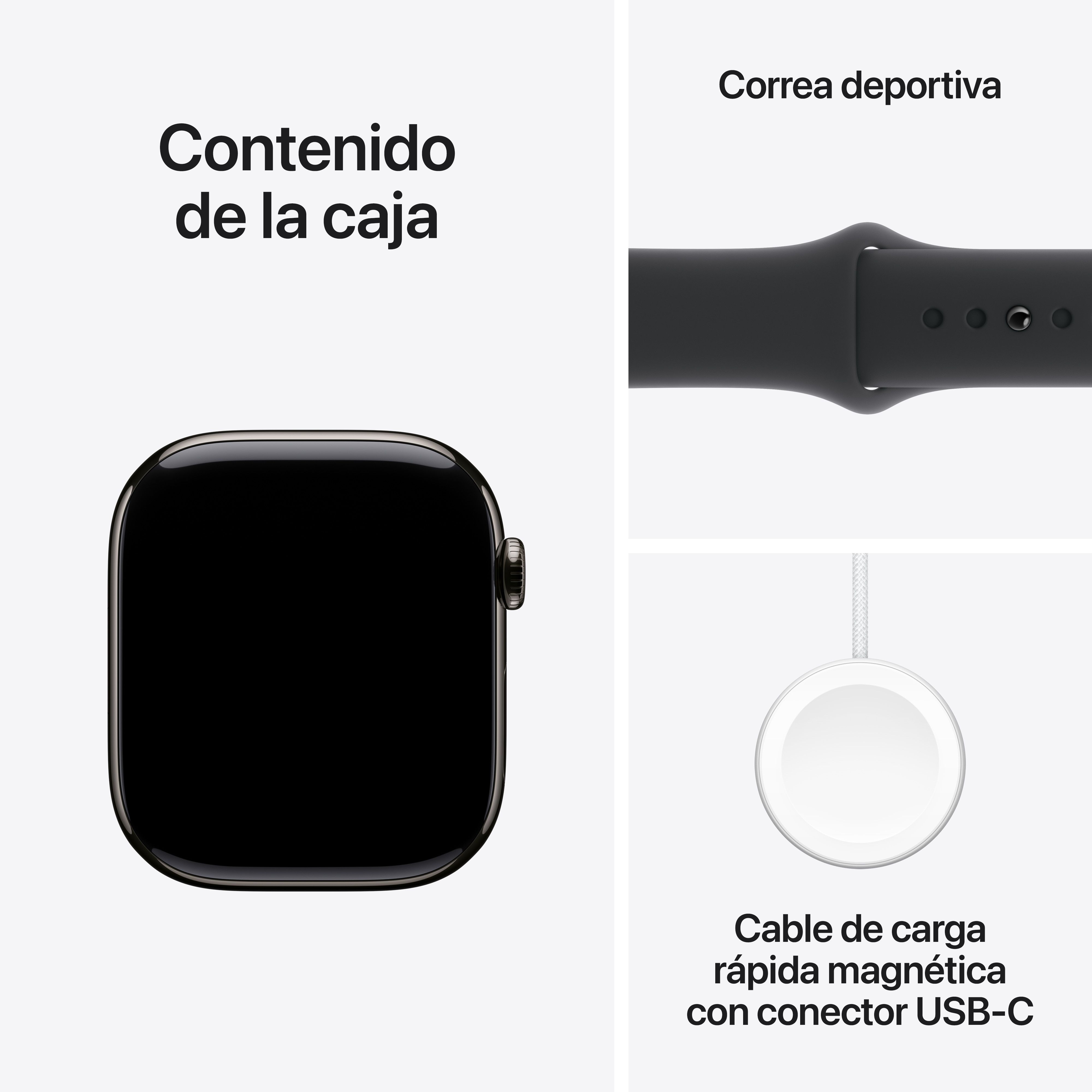 Apple Watch Series 10 GPS + Cellular 42mm - Titânio Slate com Bracelete Desportiva Preta (Tam. S/M) Lousa-10