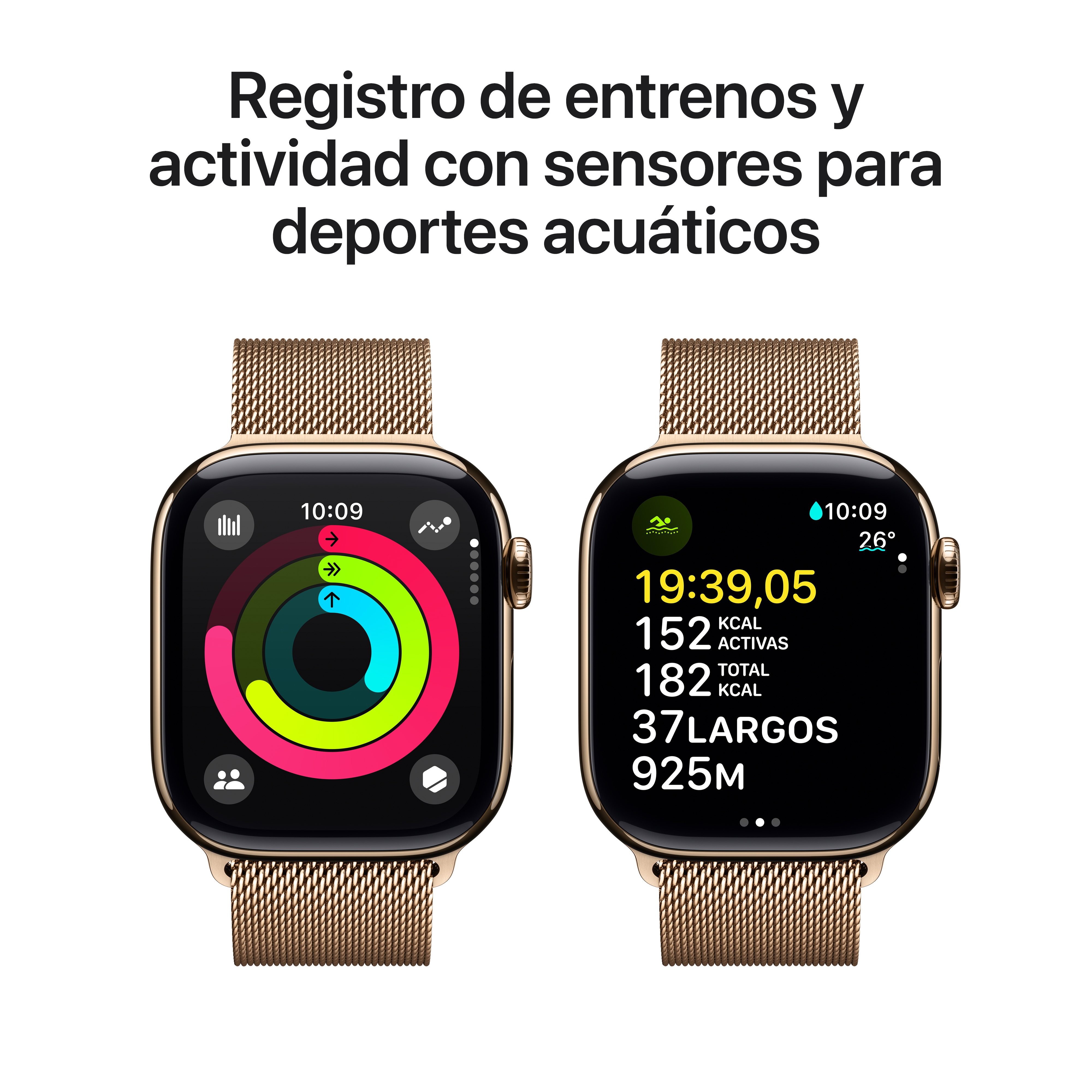 Apple Watch Series 10 GPS + Cellular 42mm - Titânio Dourado com Bracelete Milanese Loop Dourada Ouro-5