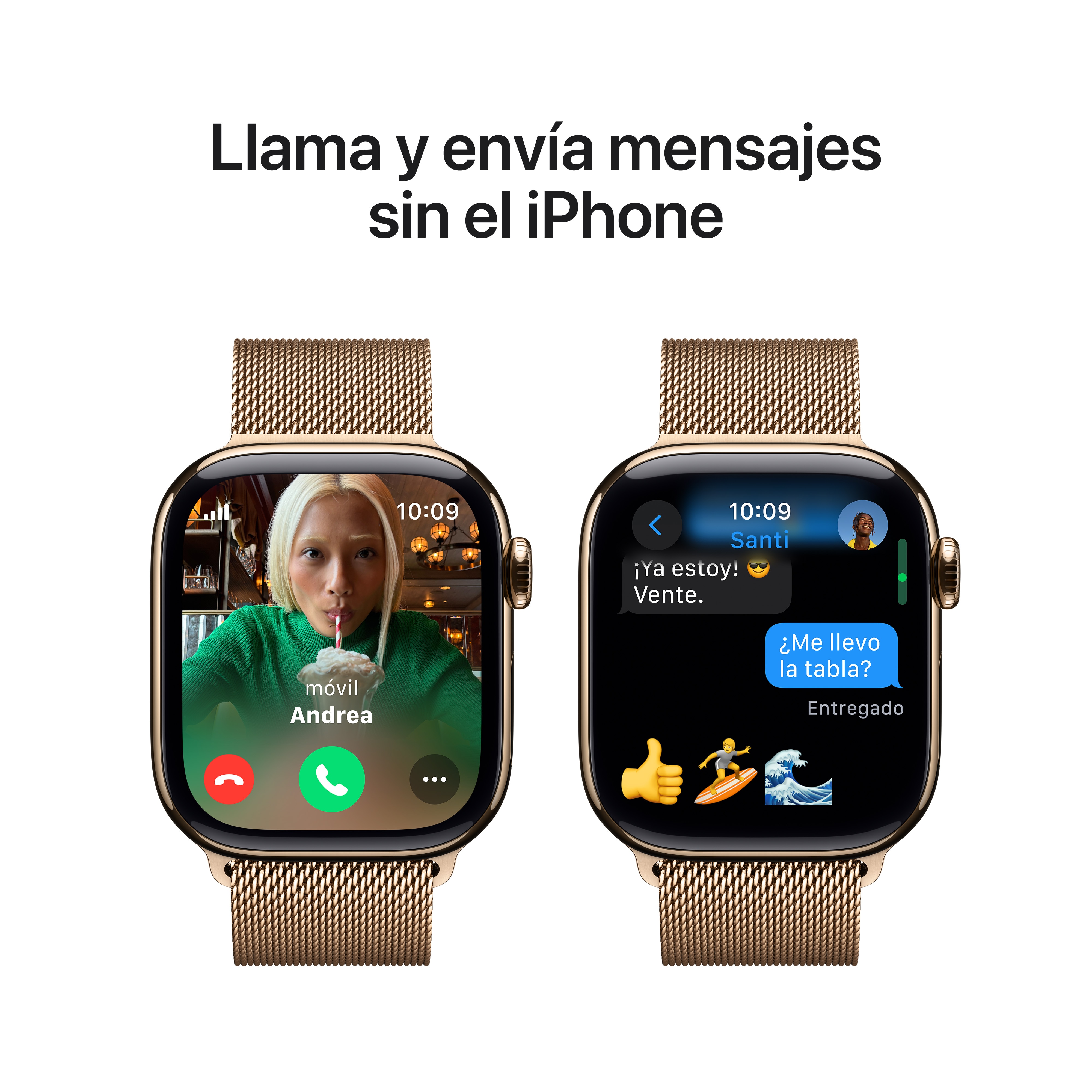 Apple Watch Series 10 GPS + Cellular 42mm - Titânio Dourado com Bracelete Milanese Loop Dourada Ouro-8