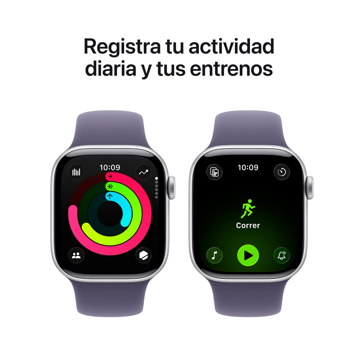 Apple Watch Series 11 GPS 42mm Aluminio plata con Correa Deportiva Niebla Lila (S/M) Aluminio Plata-5