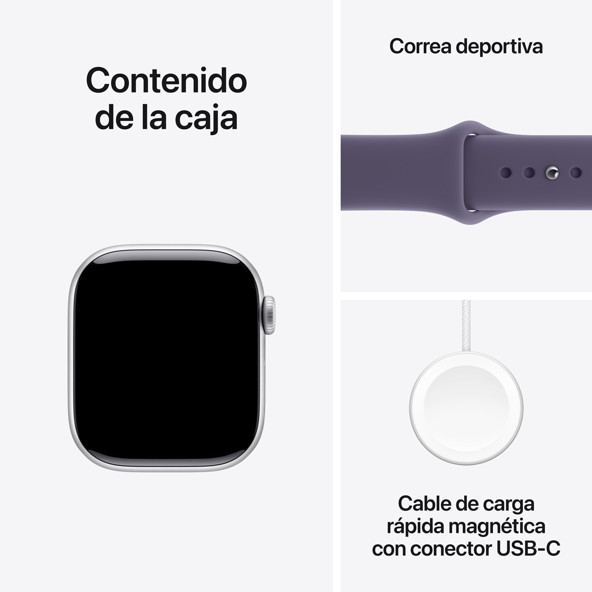 Apple Watch Series 11 GPS 42mm Aluminio plata con Correa Deportiva Niebla Lila (M/L) Aluminio Plata-9