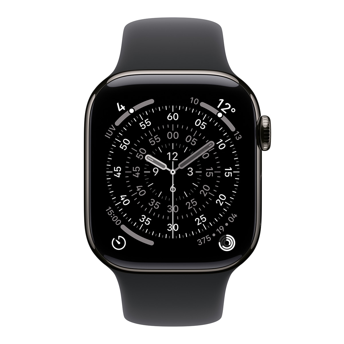 Apple Watch Series 11 GPS + Cellular 42mm Titanio pizarra con Correa Deportiva Negro (S/M) Titanio Pizarra-3